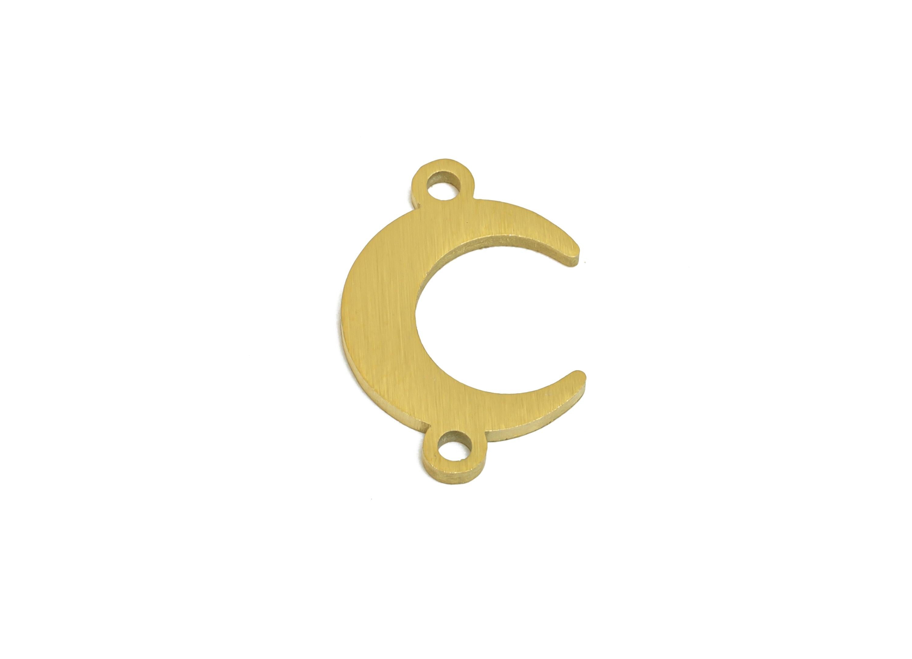Stainless Steel Crescent Connector - Moon Jewelry Charm for Bracelet - Steel Moon Necklace Charm - Real Vacuum Plated - 13.7x9x0.9mm -SS2769 - DOMEDBAZAAR