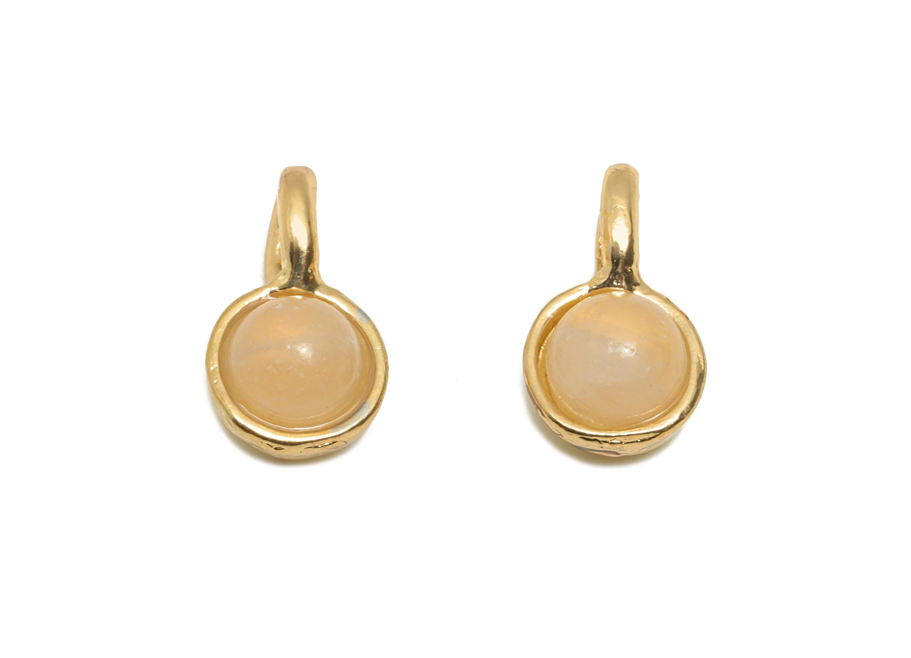 Pink Quartz Gemstone Charm - Gold Framed Charm - Craft Jewelry For Bracelet - Natural Stone Gemstone - Gold Tone Plating - 11x6x5mm - NS3123 - DOMEDBAZAAR