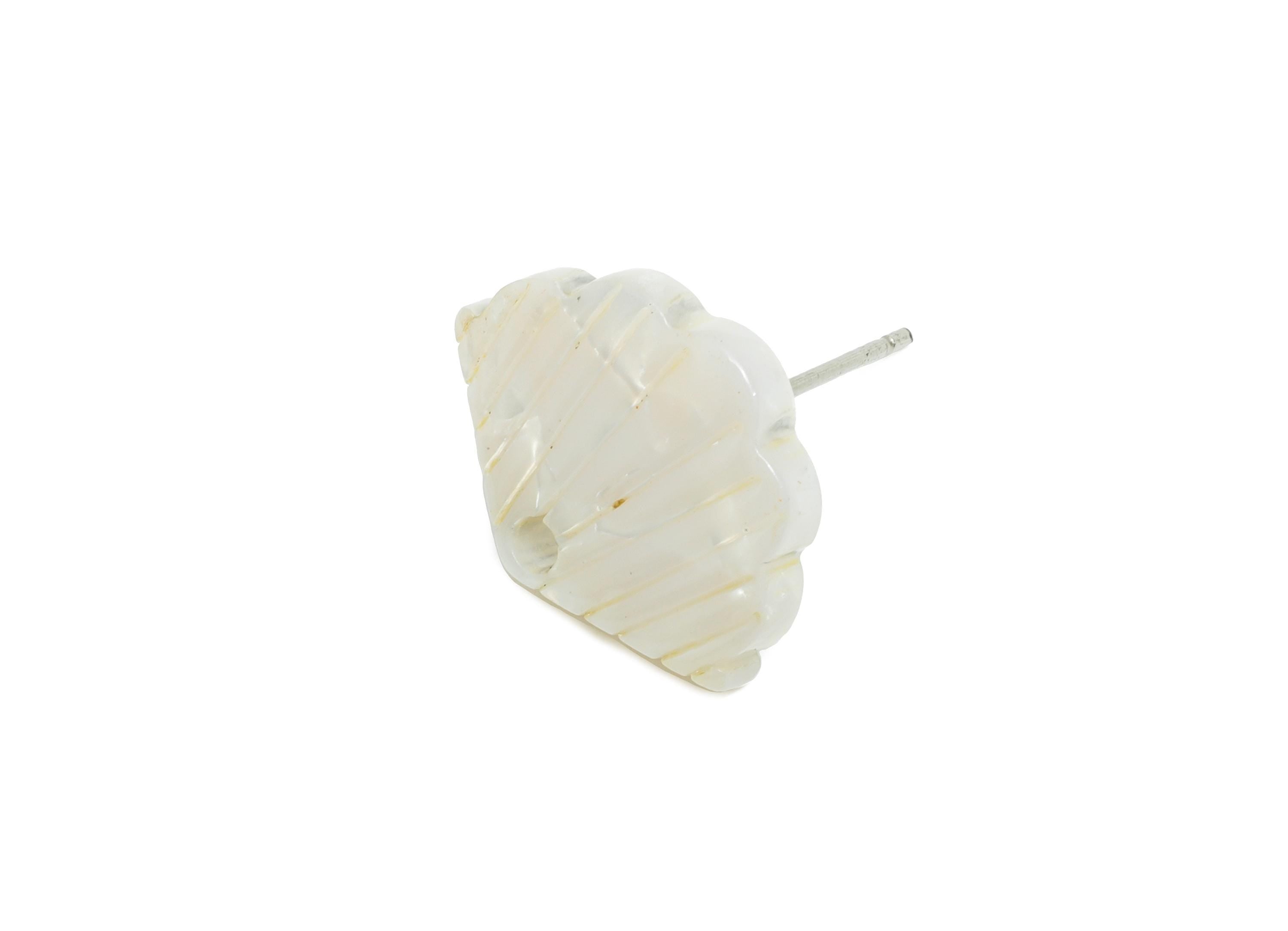 Acrylic Shell Stud Earring - White Shell Jewelry - Coastal Style Earring - Summer Beach Jewelry - Color Code:A12 - 17x13x2.29mm - AC2689-A12 - DOMEDBAZAAR