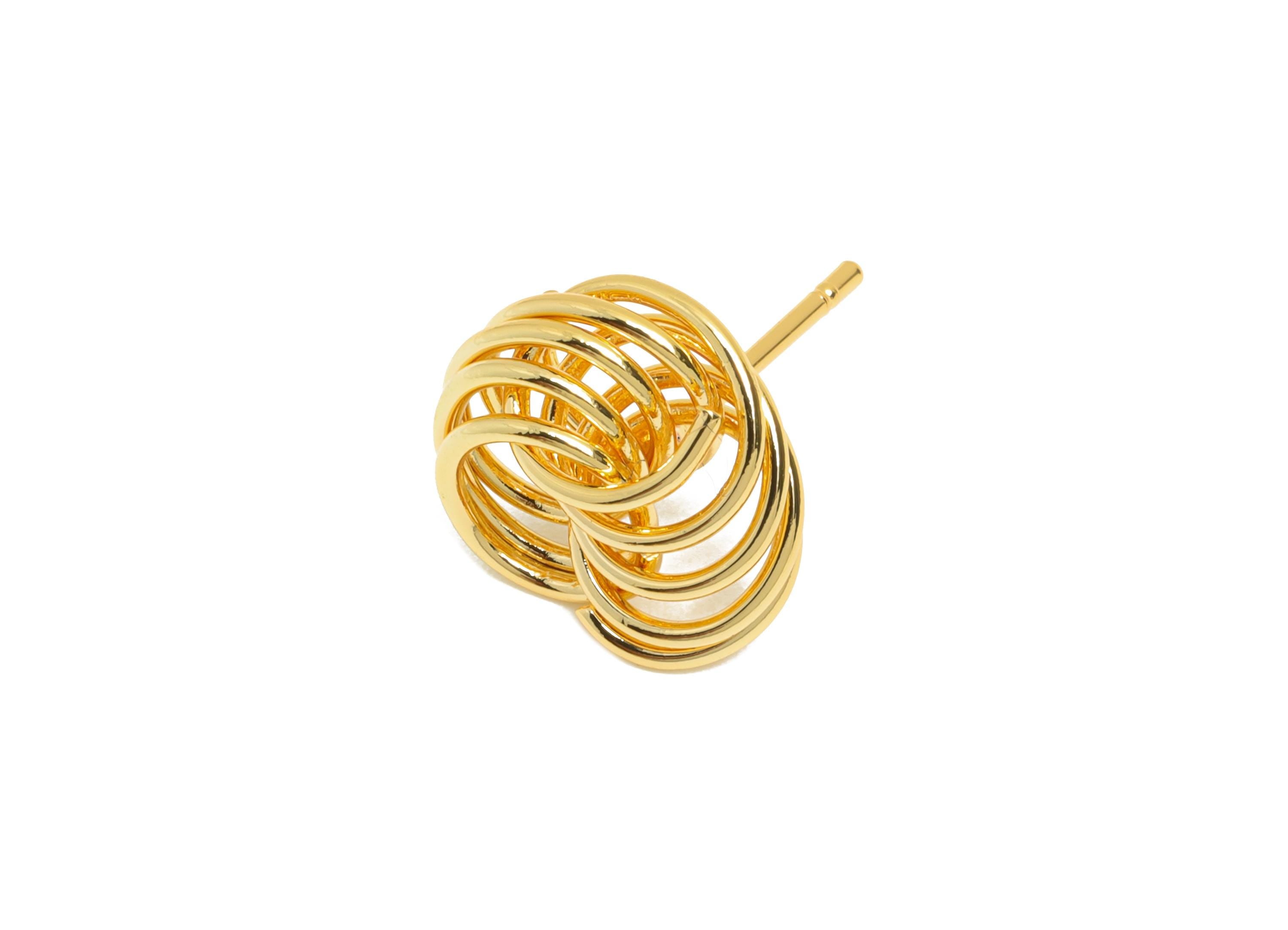Brass Knot Stud Earring - Twisted Wire Earring Post - Geometric Knot Earring Stud - Dainty Stud - 18K Real Gold Plated - 11x11x3mm -RGP11056 - DOMEDBAZAAR
