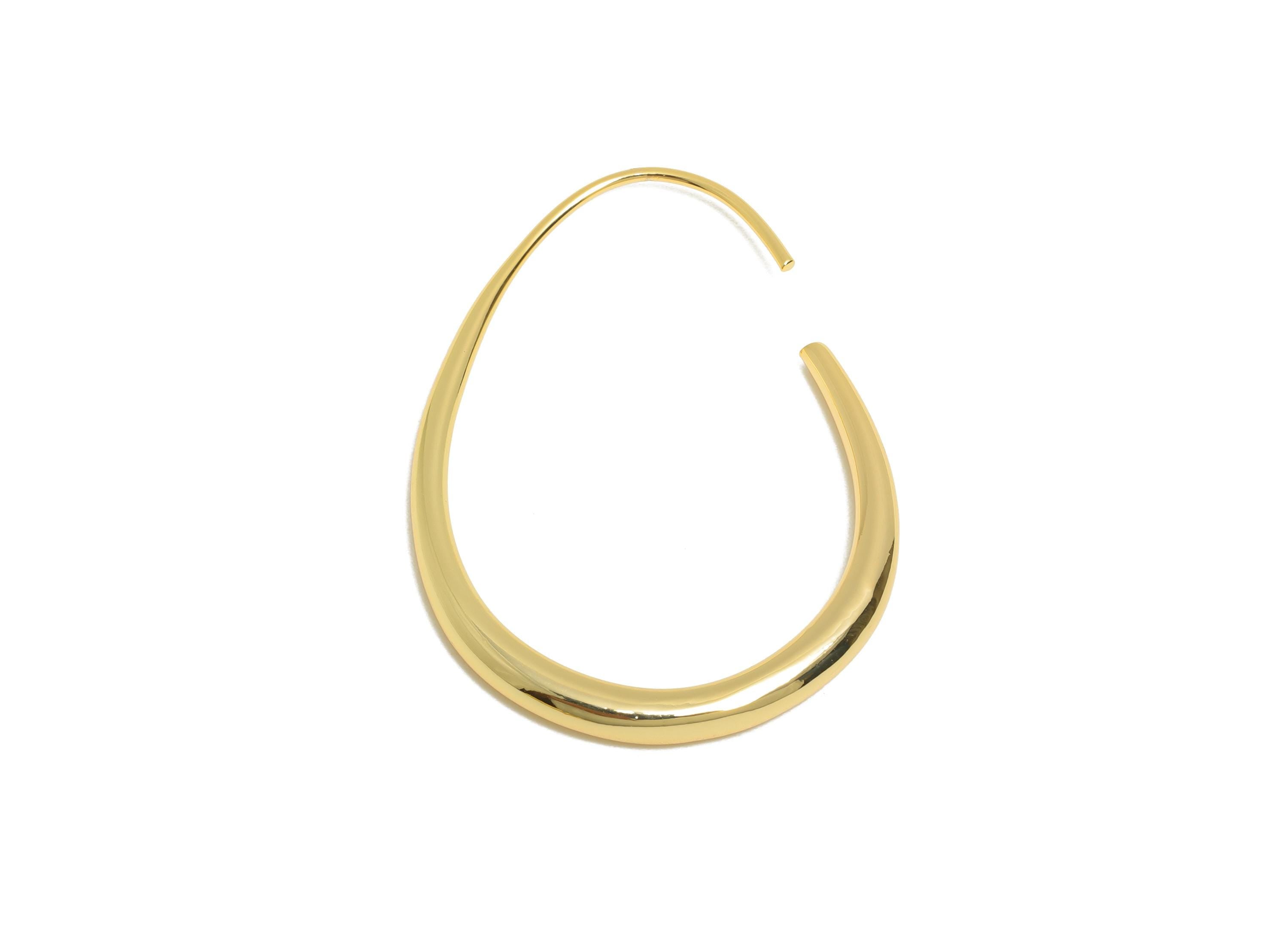 Brass Teardrop Hook Wire - Geometric Hook Earring Hook  - Ear Hook Earring - Curved Earring Hook - 18K Real Gold Plated - 11x11x3mm-RGP11055 - DOMEDBAZAAR