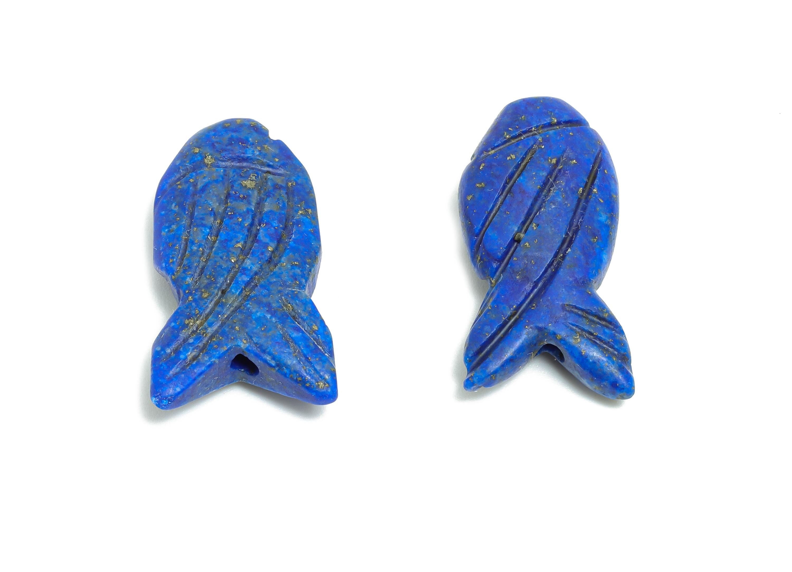 Lapis Lazuli Fish Beads - Blue Stone Fish Beads - Natural Stone Marine Life Beads - Craft Beads for Necklaces - 24.52x10.2x4.84mm - NS3109