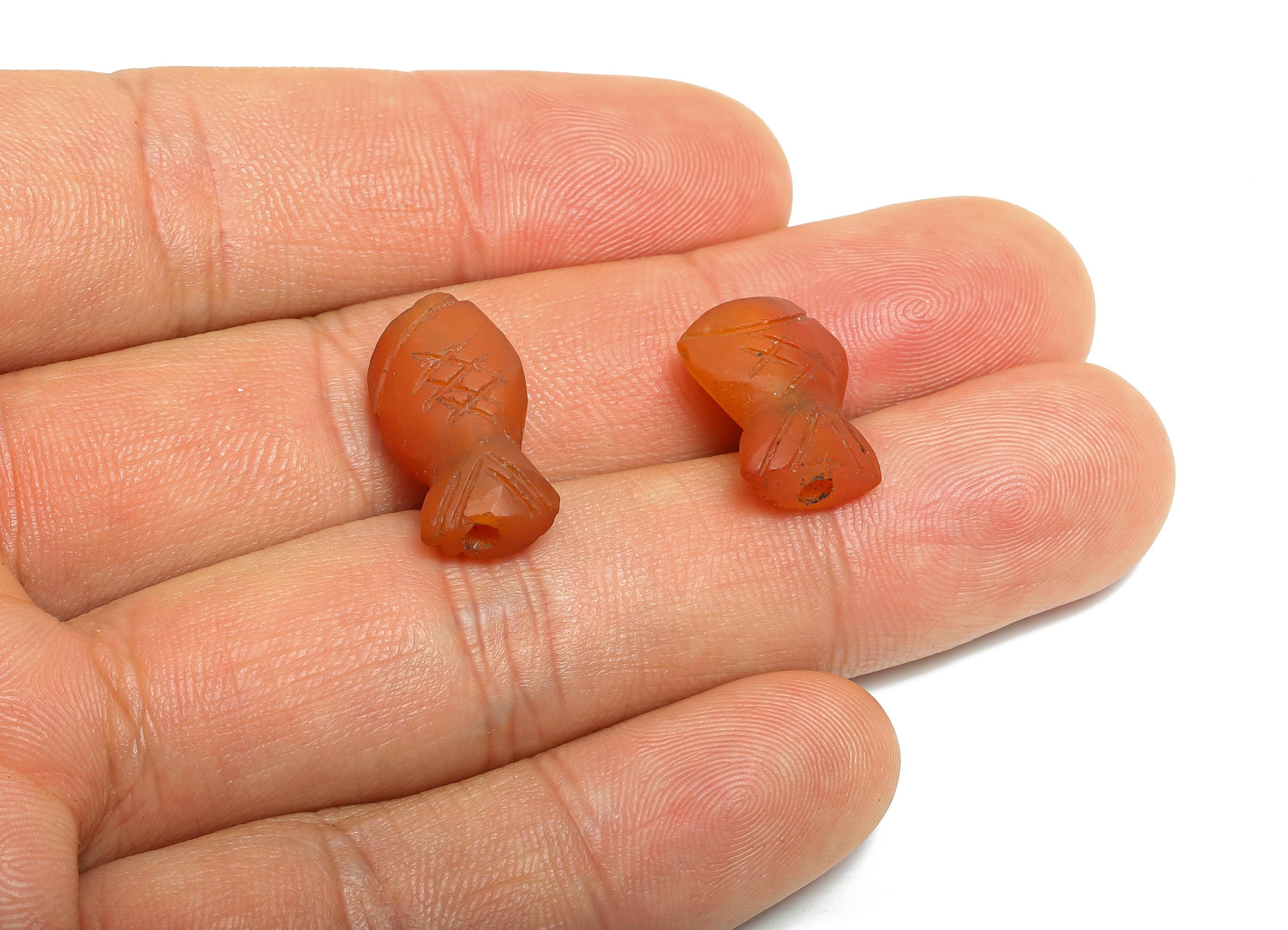 Agate Fish Beads - Textured Stone Cute Fish Beads - Natural Stone Marine Life Beads - Craft Beads for Necklaces - 15x10x7.34mm - NS3108 - DOMEDBAZAAR