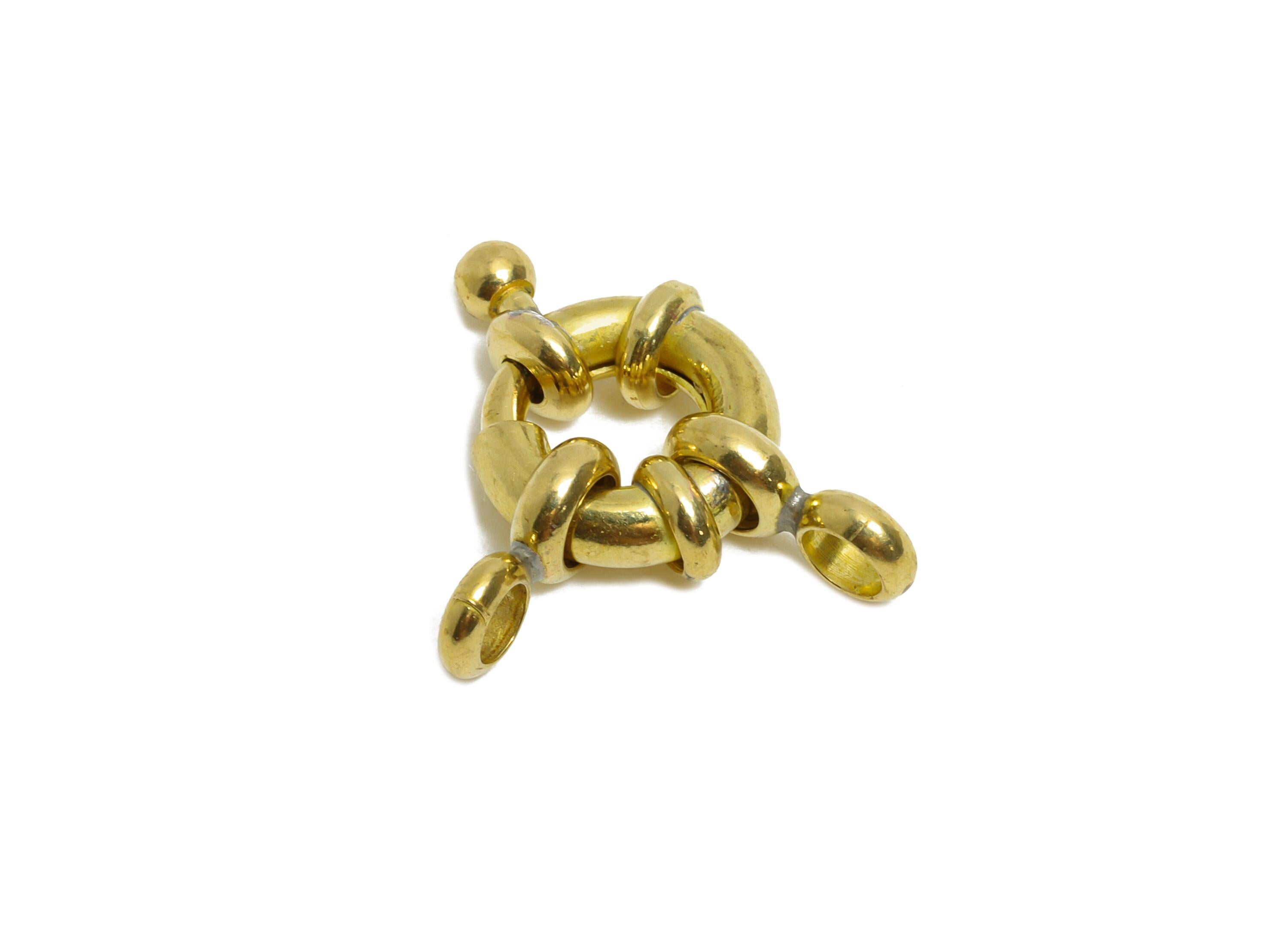 Raw Brass Round Spring Ring Clasp - Spring Ring Clasp with Loop - Chunky Lock Connector - Jewelry Making Supplies - 18x12.9x3.3mm - PP11422 - DOMEDBAZAAR