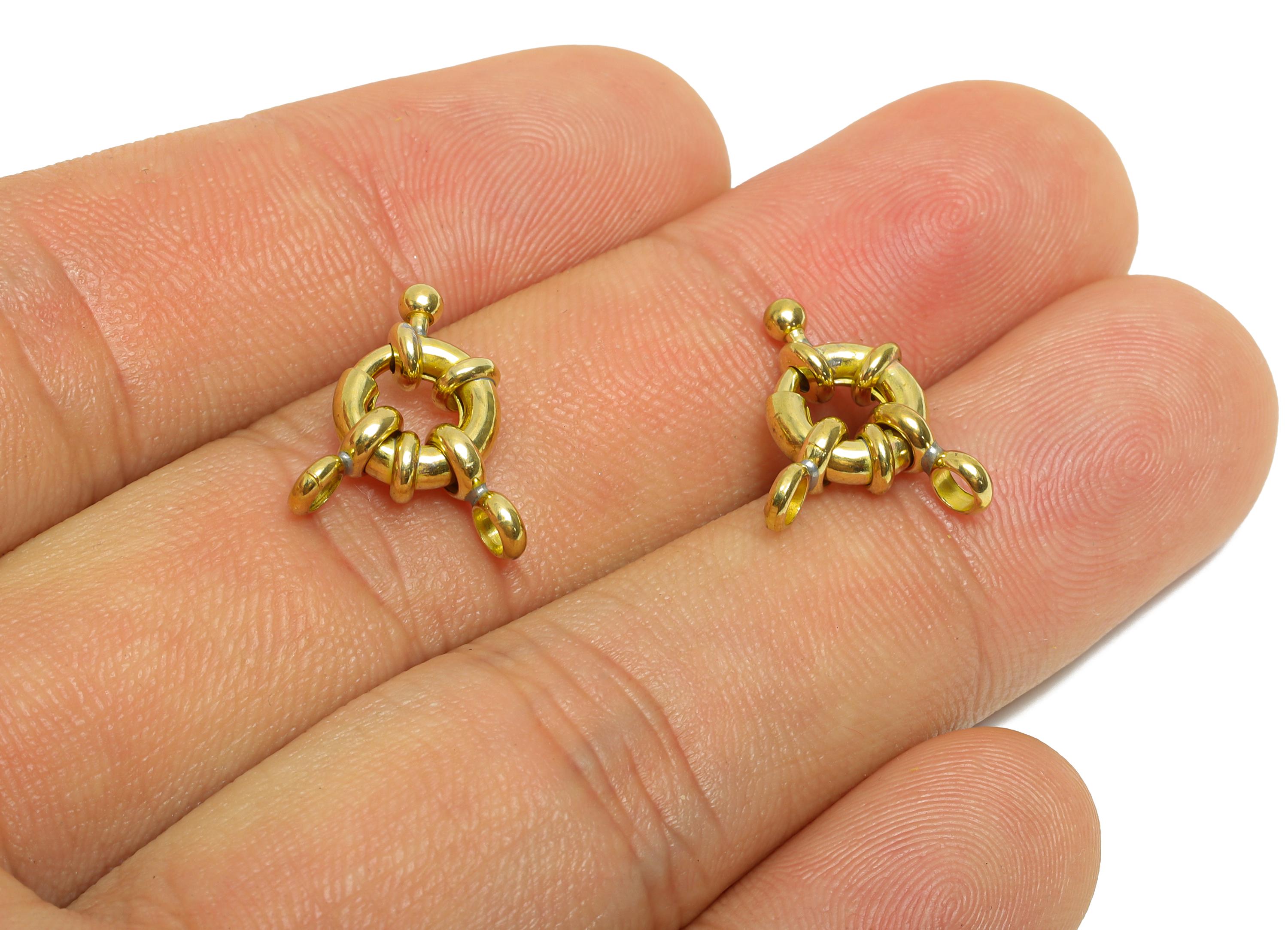 Raw Brass Round Spring Ring Clasp - Spring Ring Clasp with Loop - Chunky Lock Connector - Jewelry Making Supplies - 18x12.9x3.3mm - PP11422 - DOMEDBAZAAR