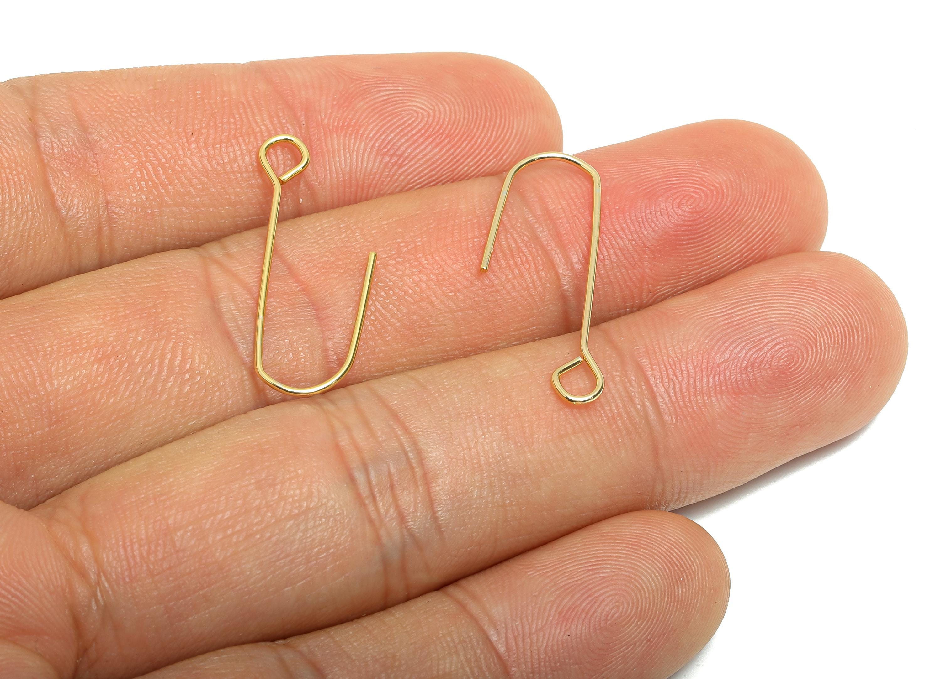 Brass Wire Hook - Metal Ear Wire Hook for Jewelry Making - Gold Hook Ear Wire for Earring - 18K Real Gold Plated - 26x7.87x0.65mm - RGP11065