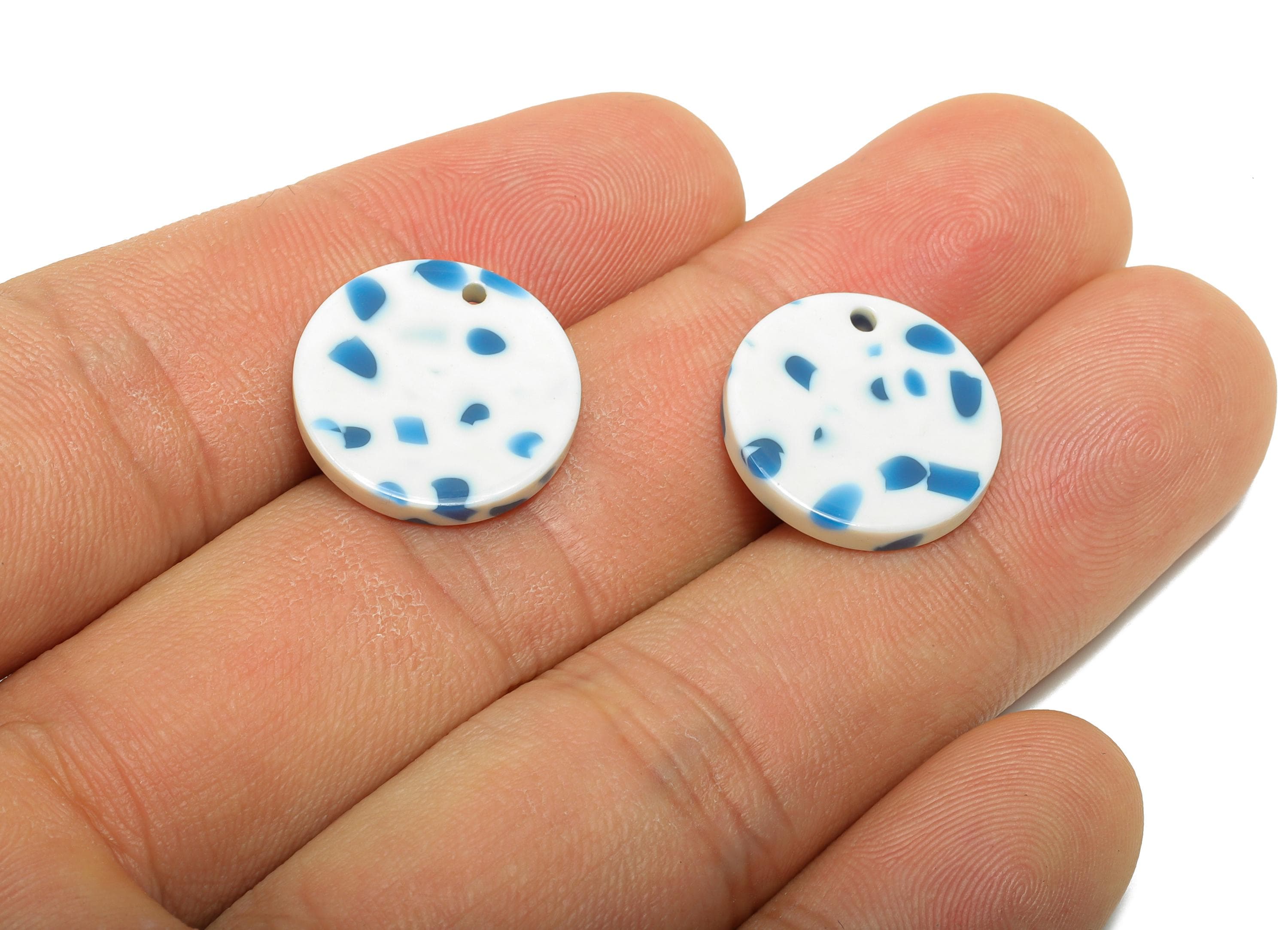 16mm Acetic Round Earring Charm - Multicolor Round Flat Pendant - Handmade Craft Supply - DIY Jewelry Making - 16x16x2.47mm - AC2691-A1086 - DOMEDBAZAAR