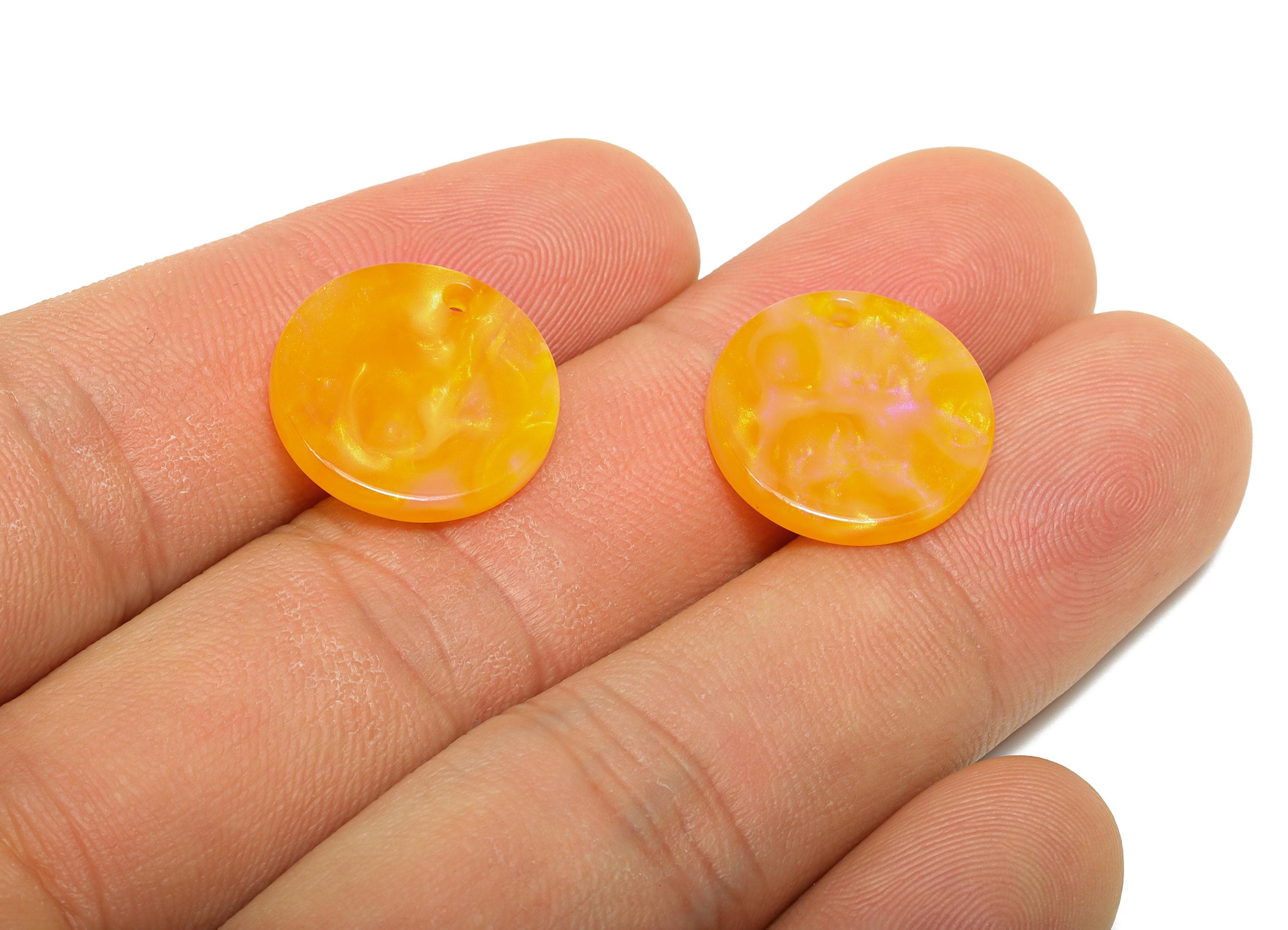 16mm Acetic Round Earring Charm - Multicolor Round Flat Pendant - Handmade Craft Supply - Boho Jewelry Finding - 16x16x2.47mm - AC2691-A1083 - DOMEDBAZAAR
