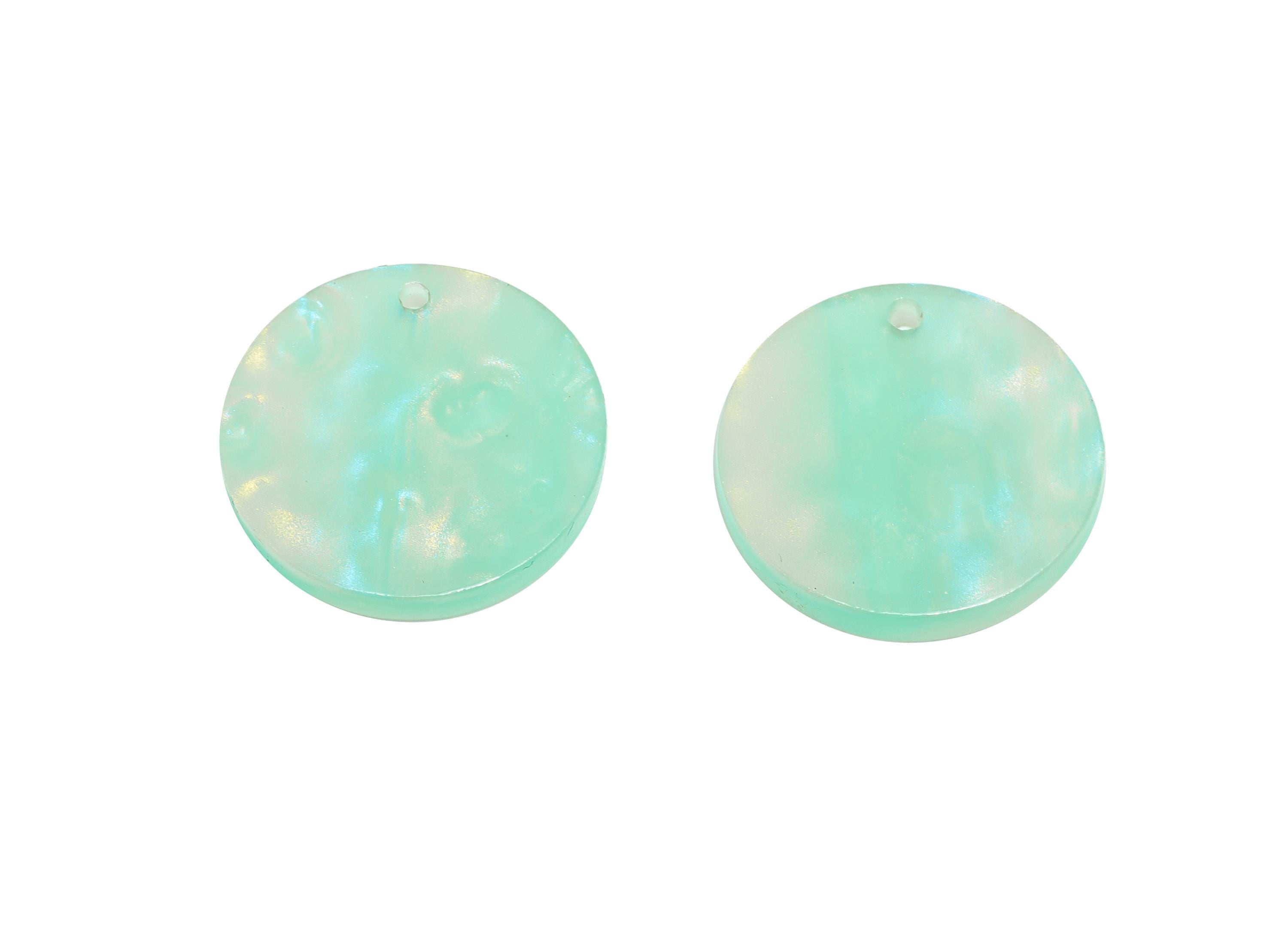 19mm Acetic Summer Earring Charm - Multicolor Round Flat Pendant - Handmade Craft Supply - DIY Jewelry Making - 19x19x2.46mm - AC2697-A1084 - DOMEDBAZAAR