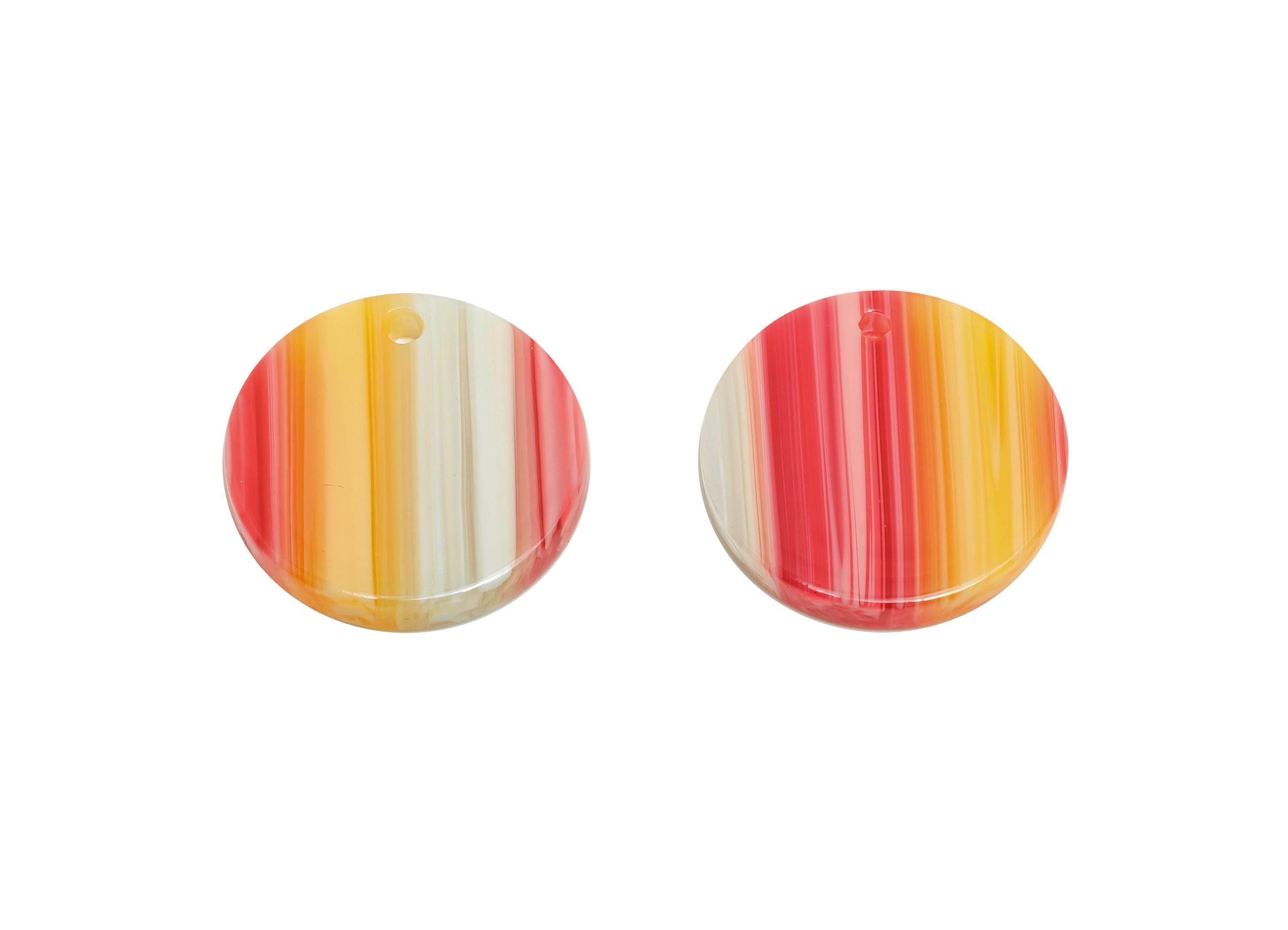 16mm Acetic Earring Charm - Striped Pendant - Rainbow Jewelry Component - Jewelry Making - Summer Color Palette - 16x16x2mm - AC2691-A1075 - DOMEDBAZAAR