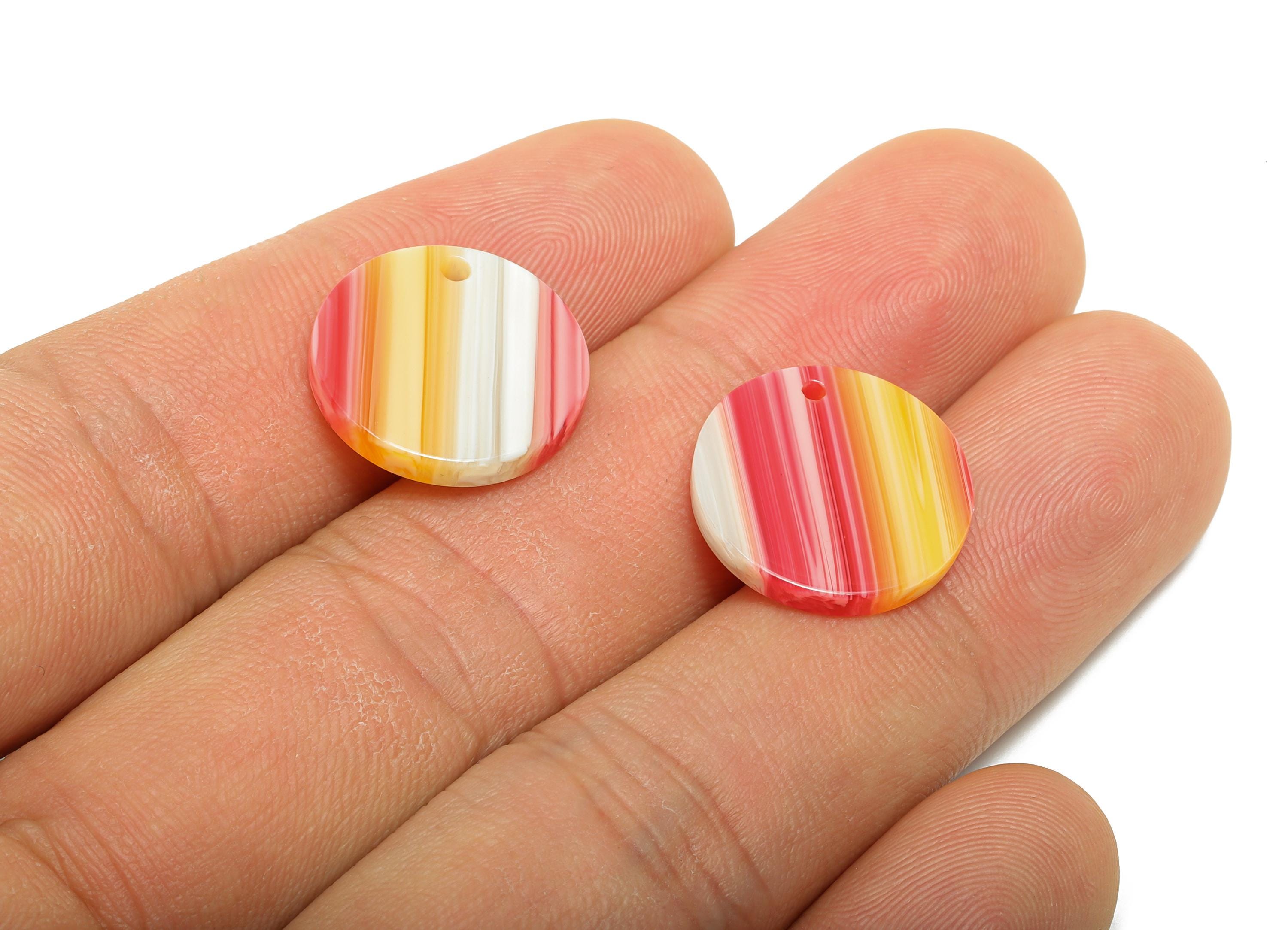 16mm Acetic Earring Charm - Striped Pendant - Rainbow Jewelry Component - Jewelry Making - Summer Color Palette - 16x16x2mm - AC2691-A1075 - DOMEDBAZAAR
