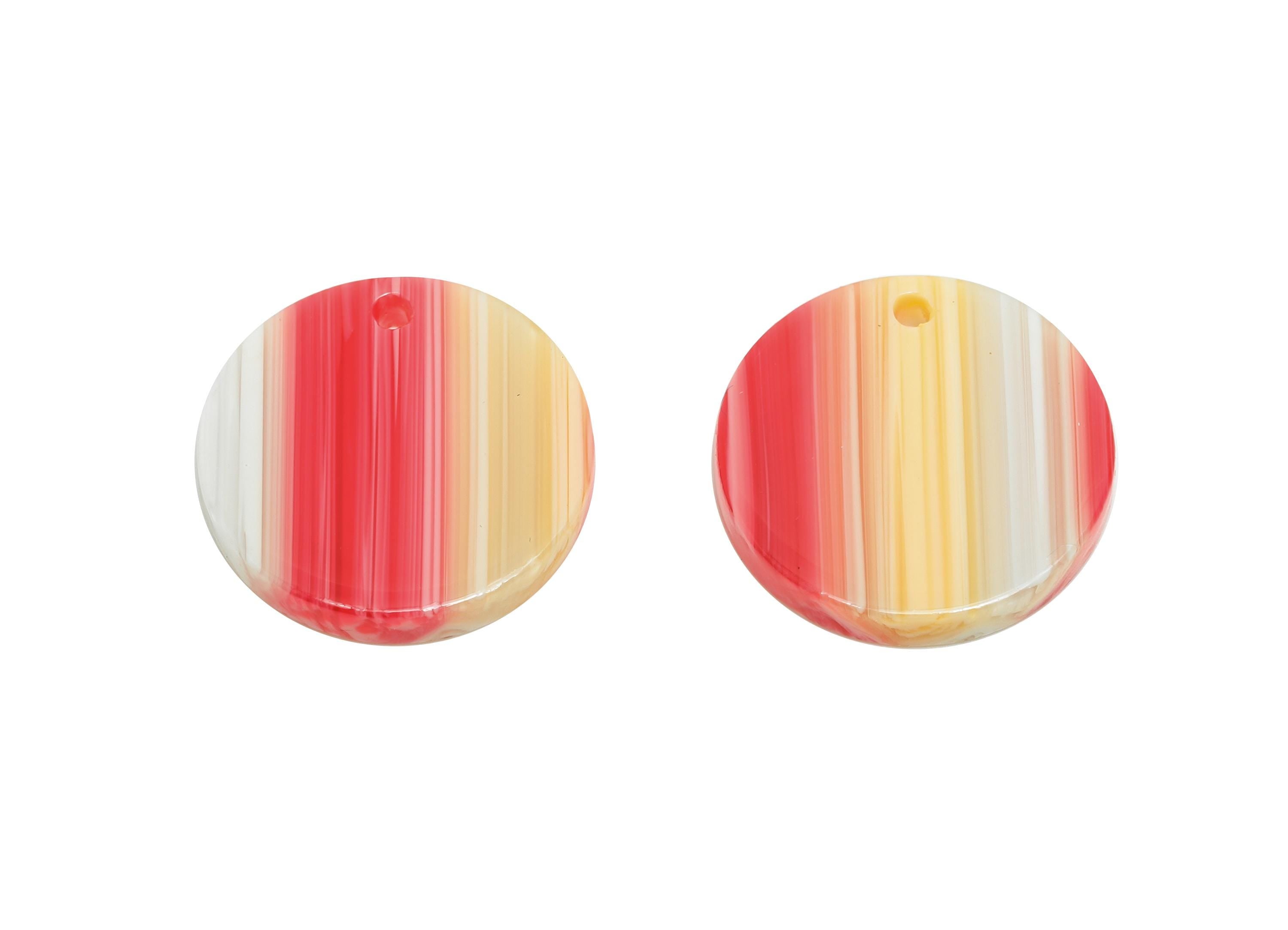 17mm Acetic Earring Charm - Striped Pendant - Rainbow Jewelry Component - DIY Jewelry Making - Summer Color Palette - 17x17x2mm-AC2693-A1075 - DOMEDBAZAAR