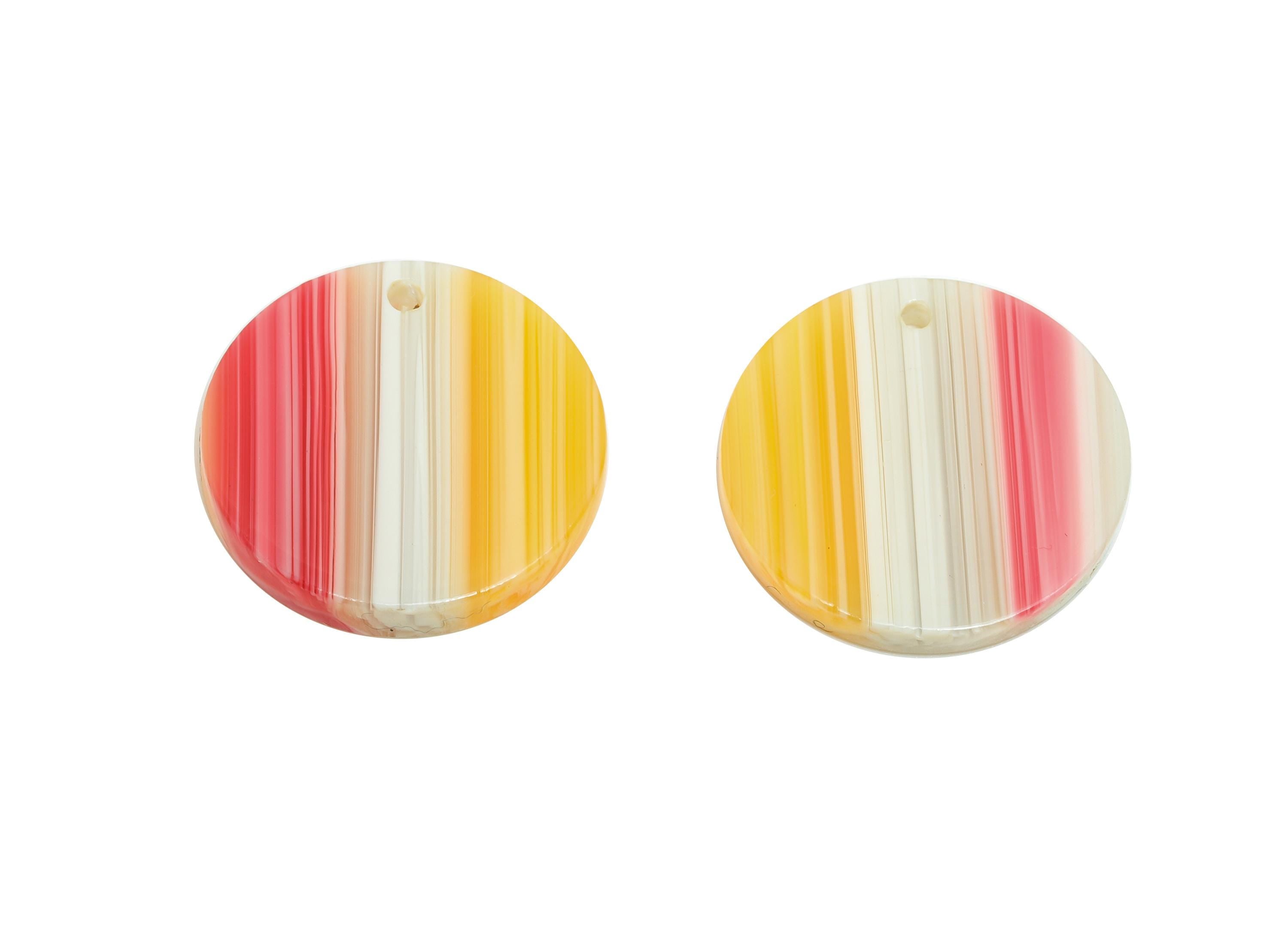 18mm Acetic Earring Charm - Striped Pendant - Rainbow Jewelry Component - DIY Jewelry Making - Summer Color Palette - 18x18x2mm-AC2695-A1075 - DOMEDBAZAAR