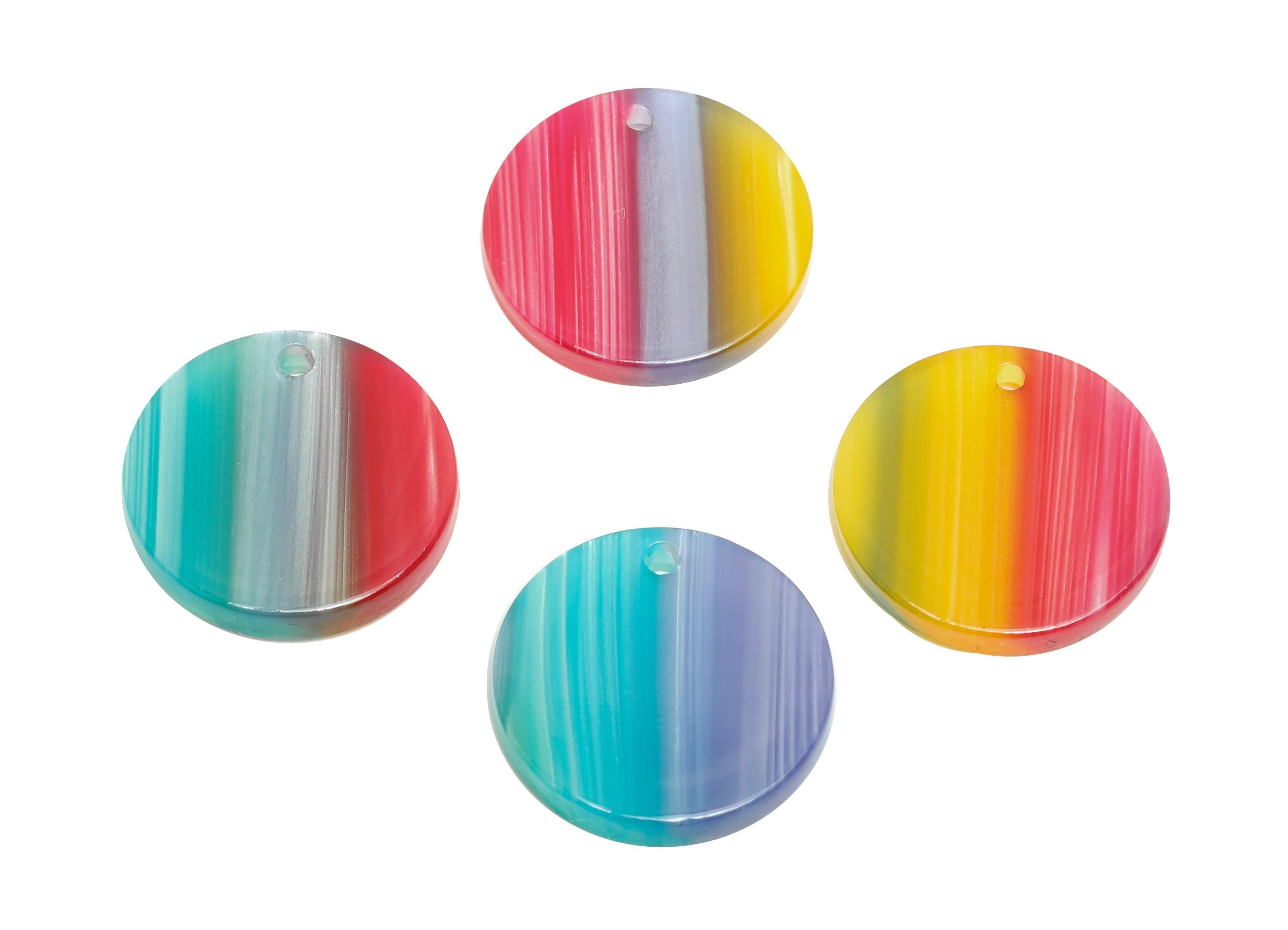 16mm Acetic Earring Charm - Striped Pendant - Rainbow Jewelry Component - Jewelry Making - Summer Color Palette - 16x16x2mm - AC2691-A1076 - DOMEDBAZAAR