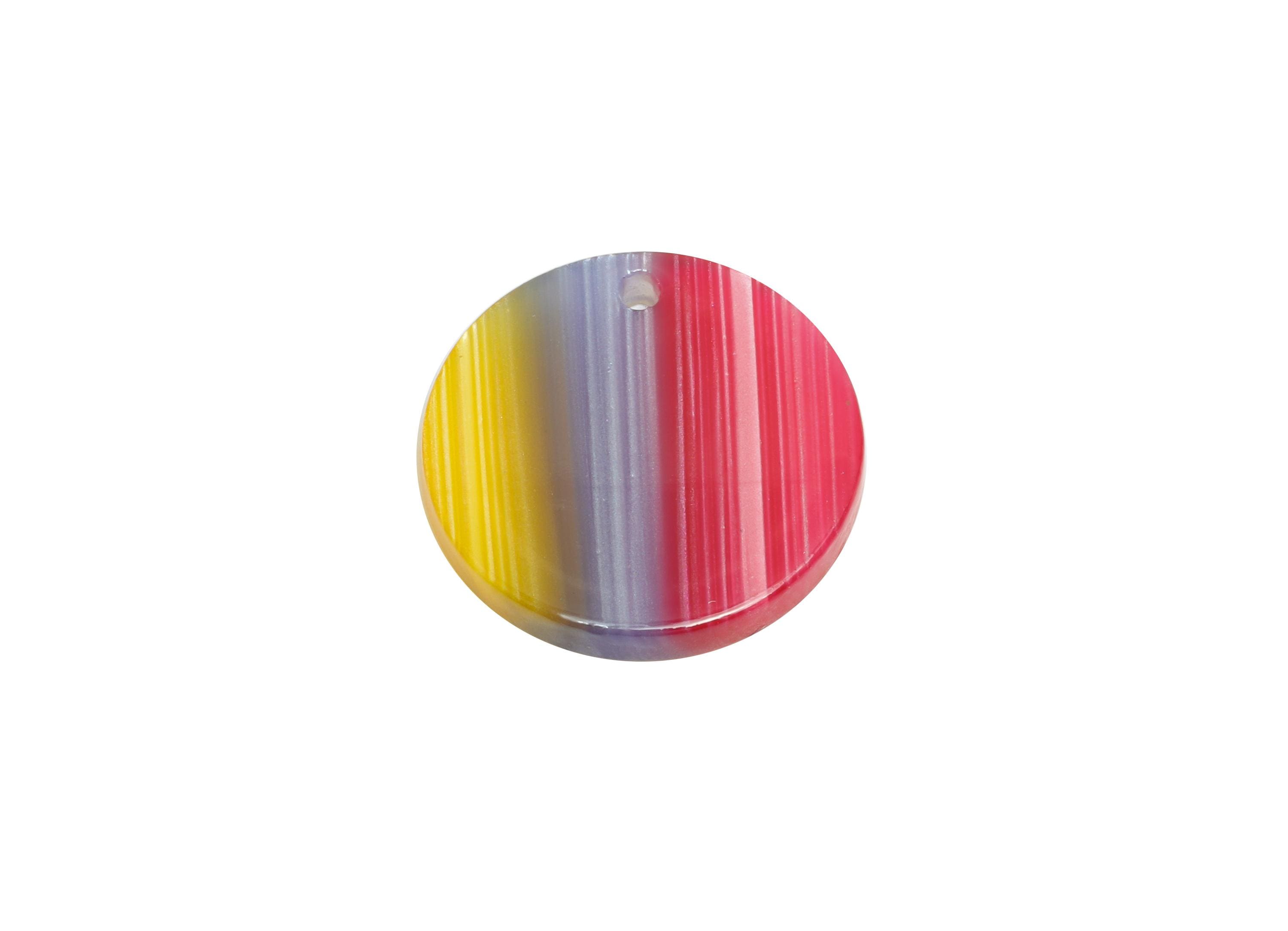 17mm Acetic Earring Charm - Striped Pendant - Rainbow Jewelry Component - DIY Jewelry Making - Summer Color Palette - 17x17x2mm-AC2693-A1076 - DOMEDBAZAAR