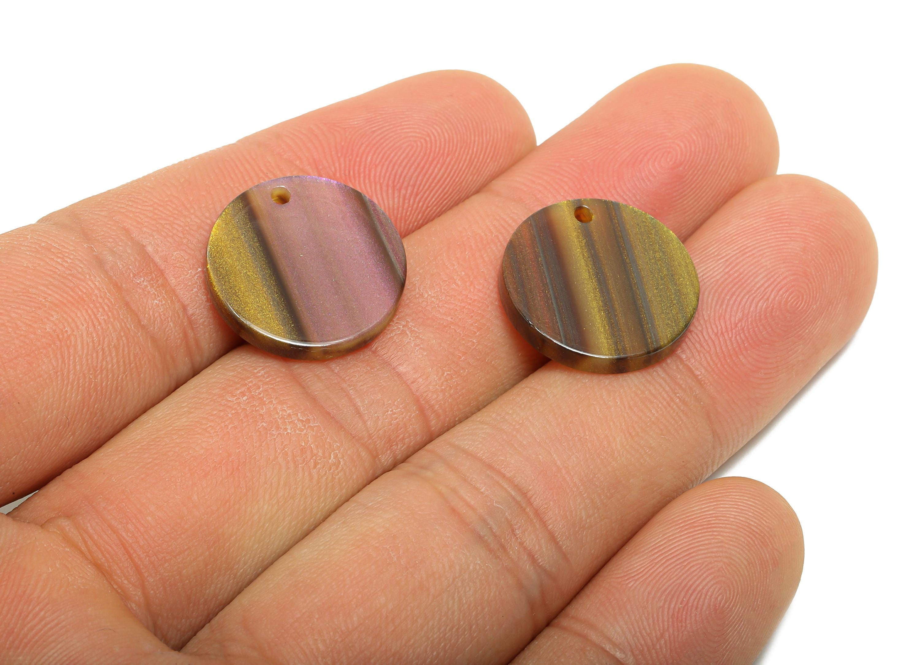 17mm Acetic Earring Charm - Striped Rainbow Jewelry Component - DIY Jewelry Making - Lightweight Craft Pendant - 17x17x2mm-AC2693-A1080 - DOMEDBAZAAR