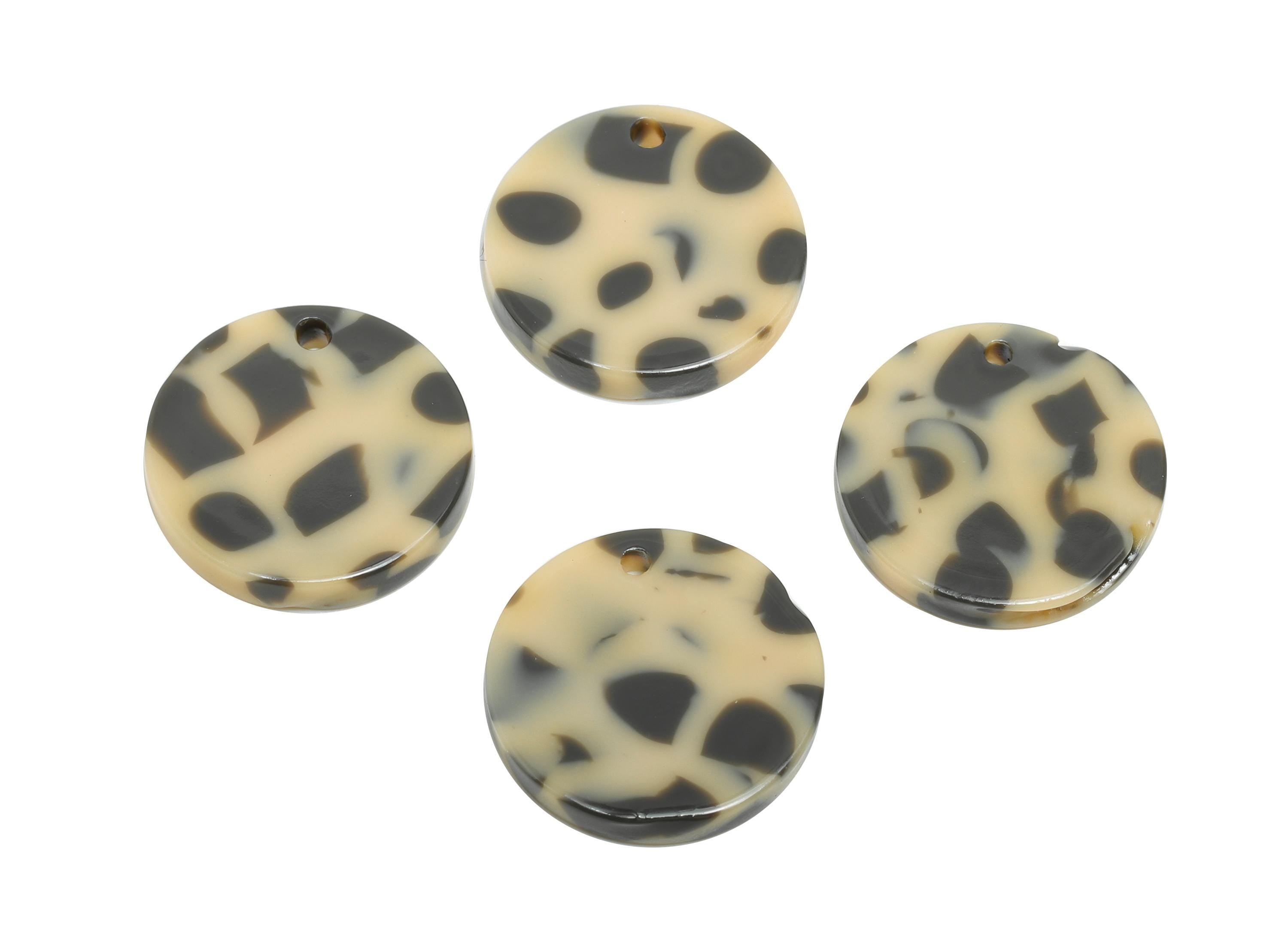 16mm Acetic Tortoiseshell Earring Charm - Multicolor Flat Pendant - Handmade Craft Supply - DIY Jewelry Making - 16x16x2.47mm - AC2691-A1081 - DOMEDBAZAAR