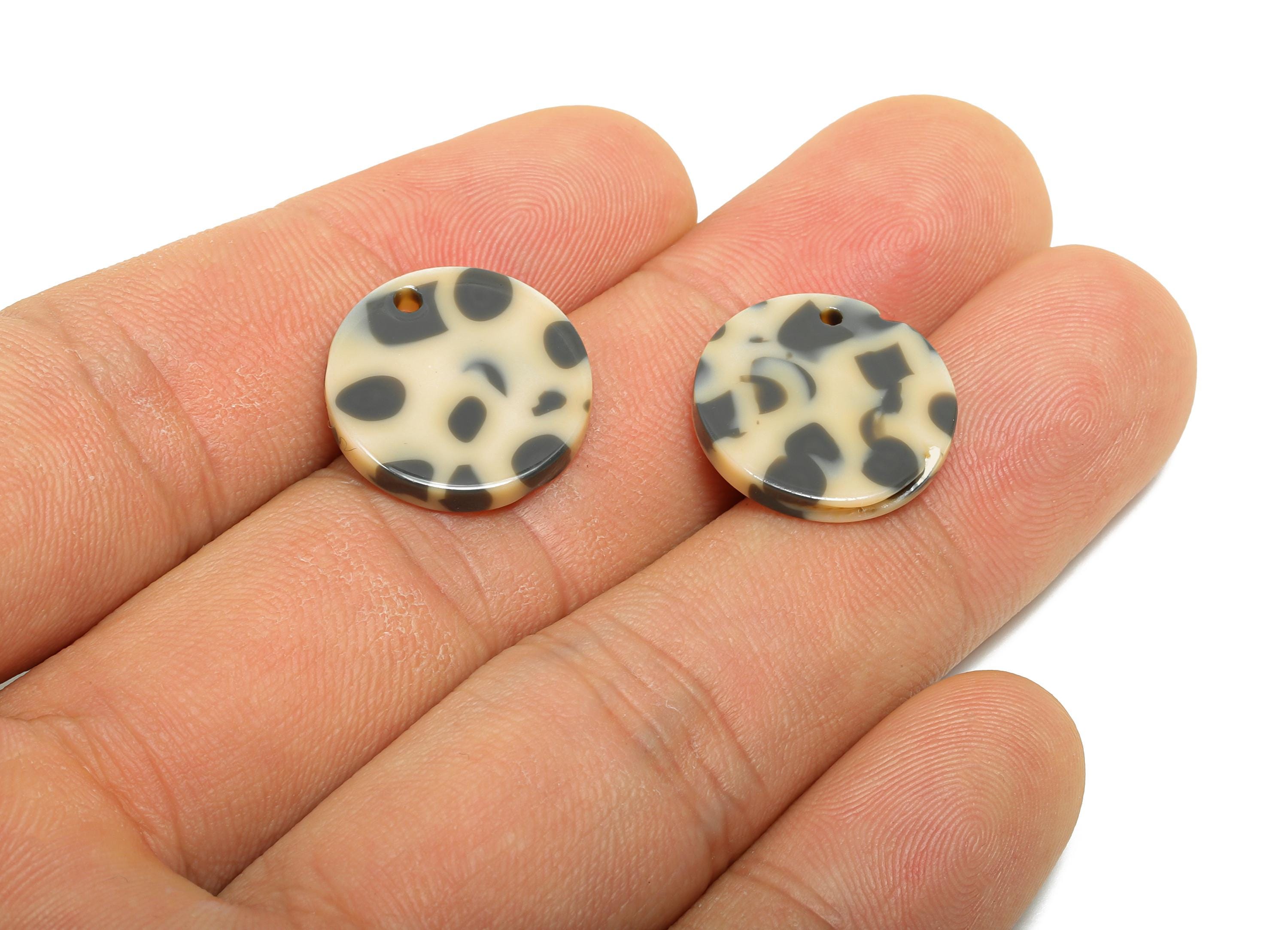 16mm Acetic Tortoiseshell Earring Charm - Multicolor Flat Pendant - Handmade Craft Supply - DIY Jewelry Making - 16x16x2.47mm - AC2691-A1081 - DOMEDBAZAAR