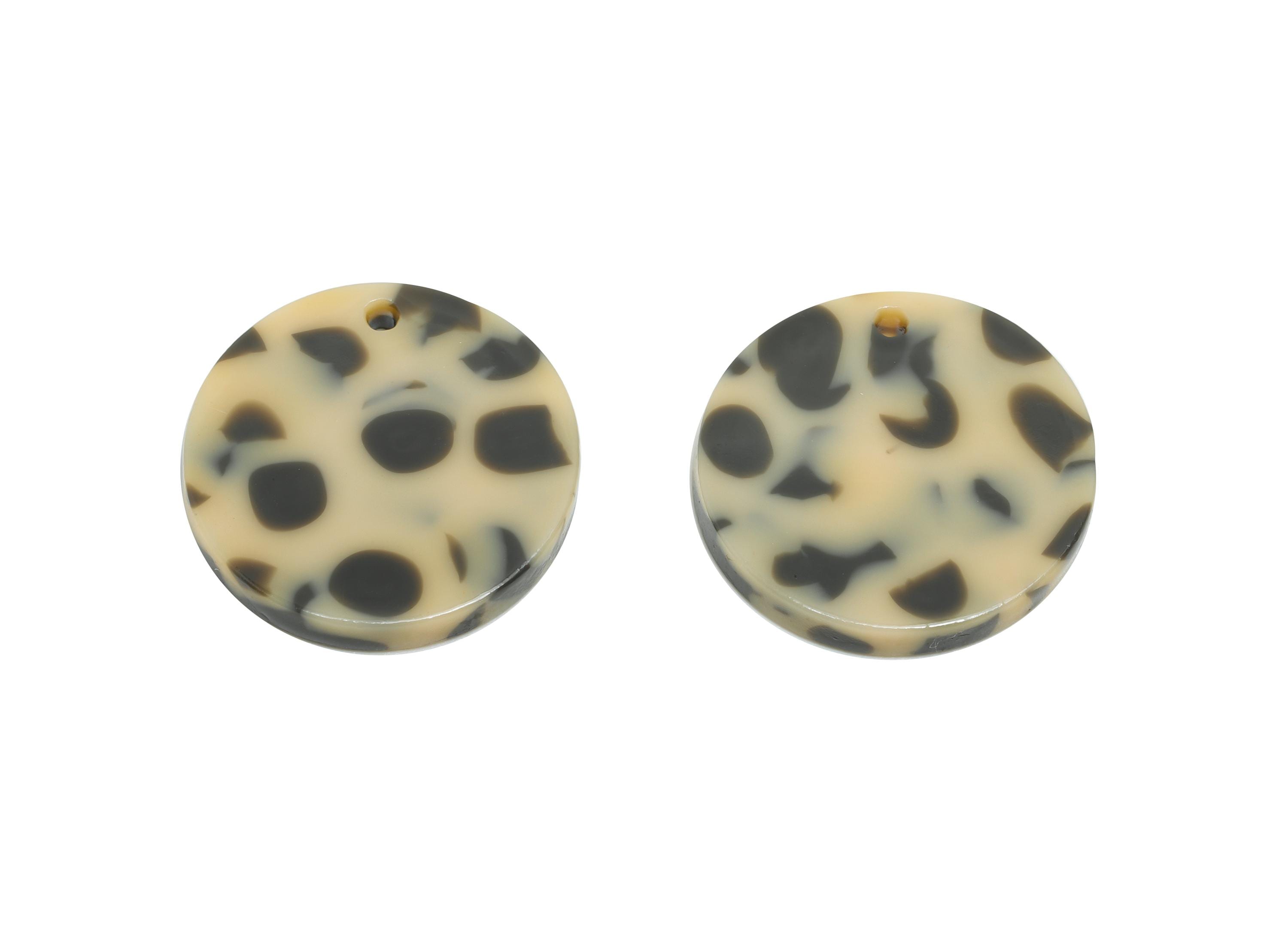 19mm Acetic Tortoiseshell Earring Charm - Round Flat Jewelry Component - Modern Boho Pendant - DIY Jewelry Making - 19x19x2mm - AC2697-A1081 - DOMEDBAZAAR