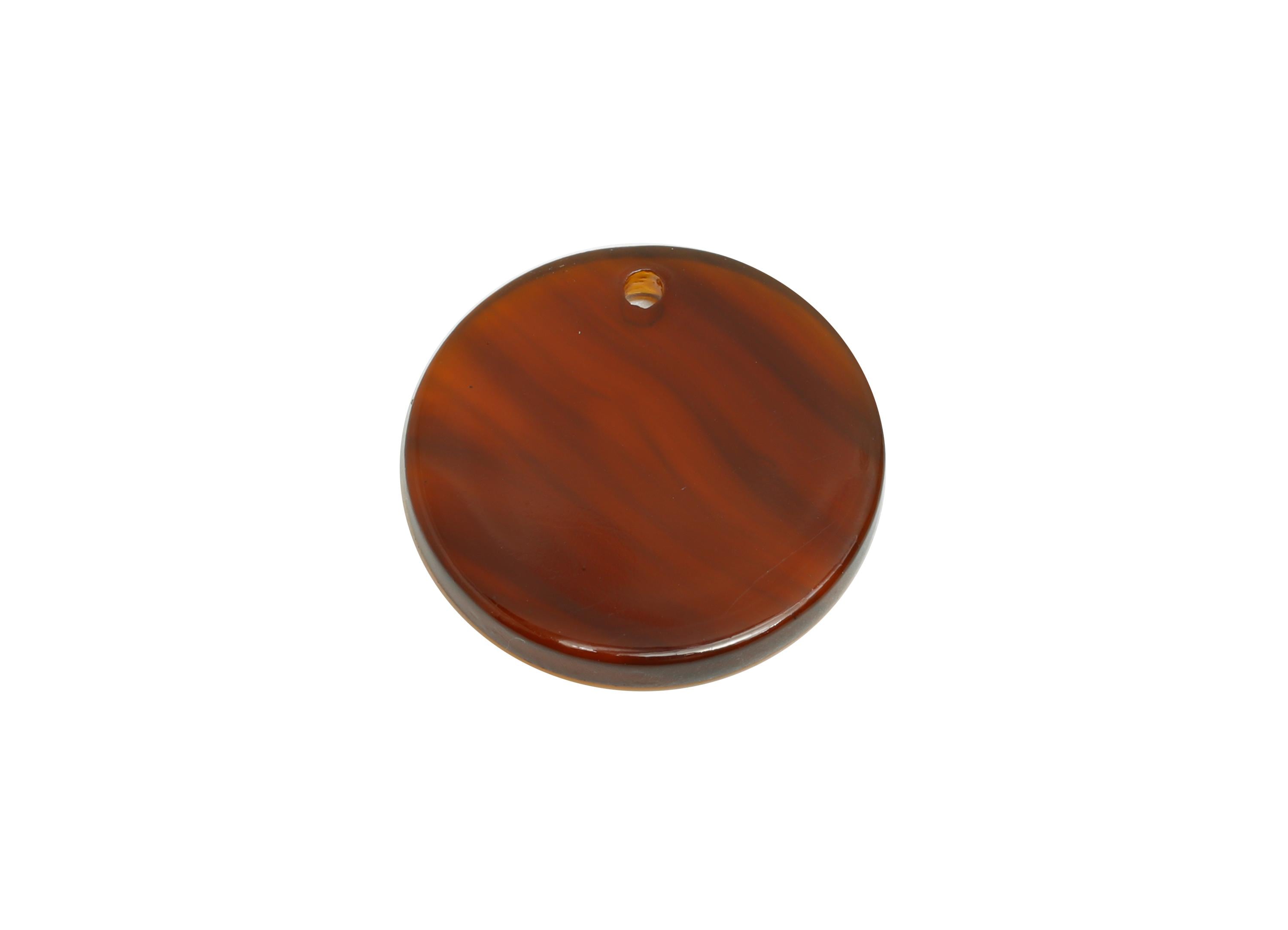 16mm Acetic Round Earring Charm - Brown Marbled Flat Pendant - Handmade Craft Supply - Boho Jewelry Finding - 16x16x2.47mm - AC2691-A1085 - DOMEDBAZAAR