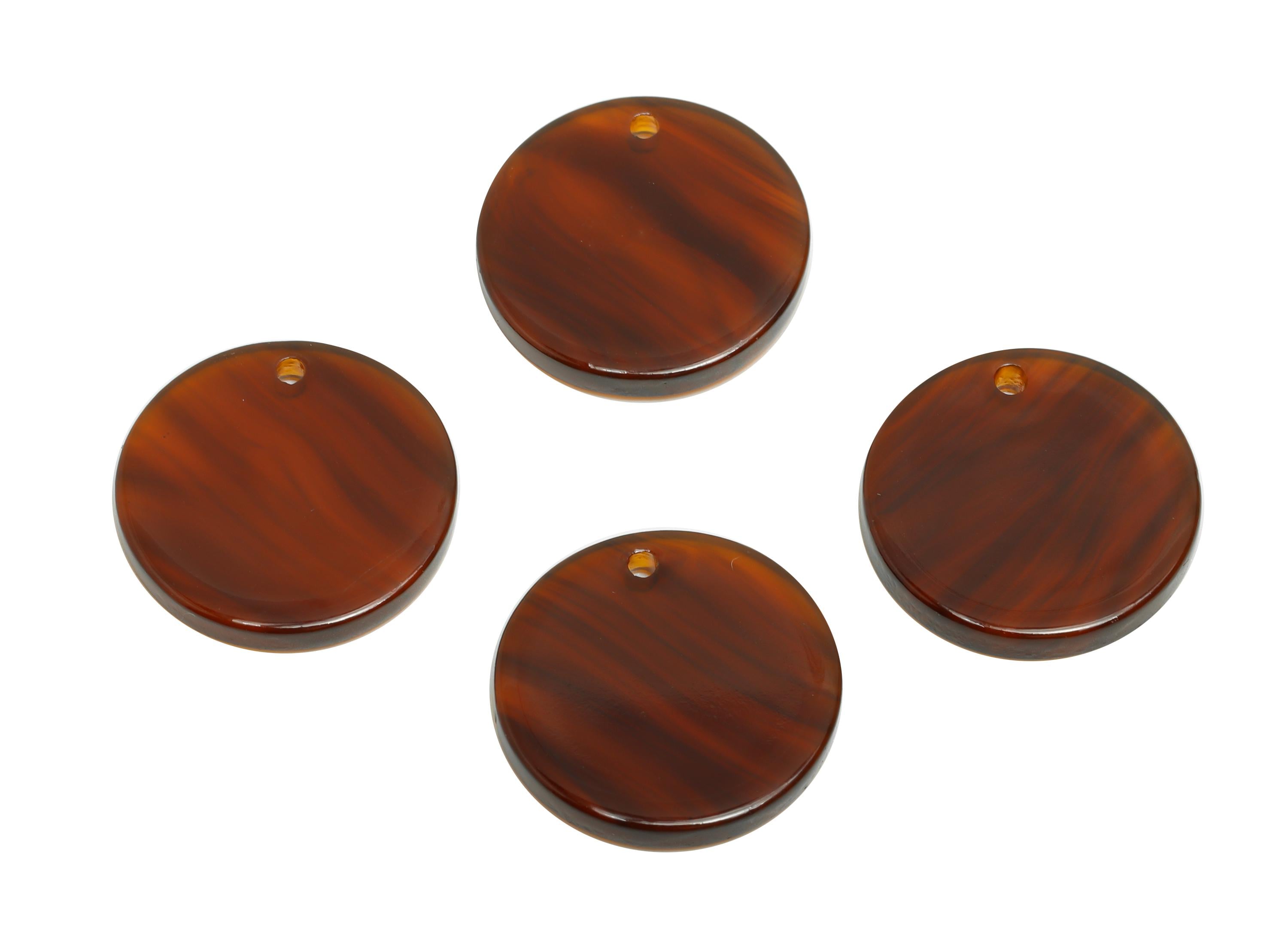 16mm Acetic Round Earring Charm - Brown Marbled Flat Pendant - Handmade Craft Supply - Boho Jewelry Finding - 16x16x2.47mm - AC2691-A1085 - DOMEDBAZAAR
