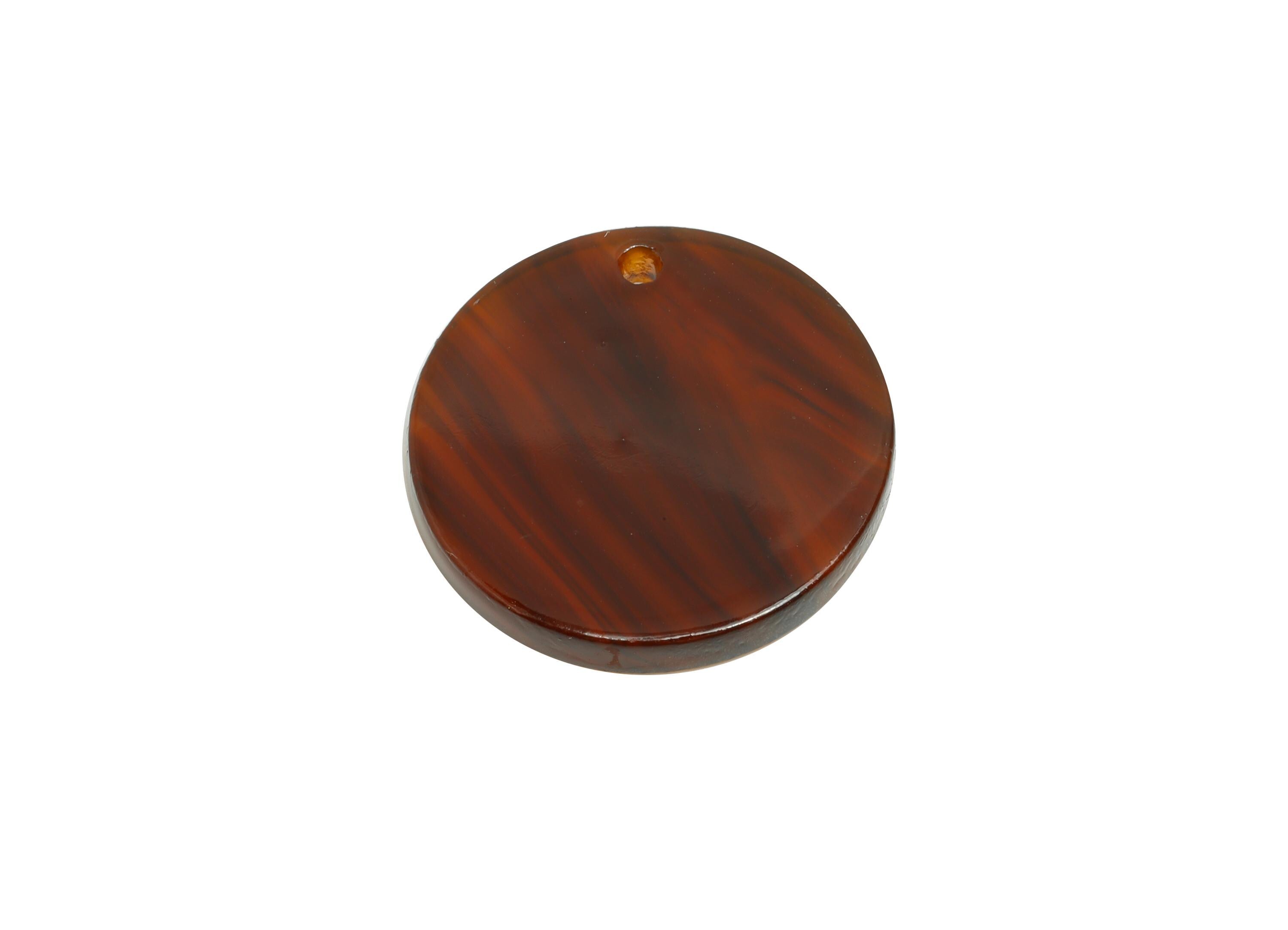 19mm Acetic Round Earring Charm - Brown Marbled Flat Pendant - Handmade Craft Supply - DIY Jewelry Making - 19x19x2.46mm - AC2697-A1085 - DOMEDBAZAAR