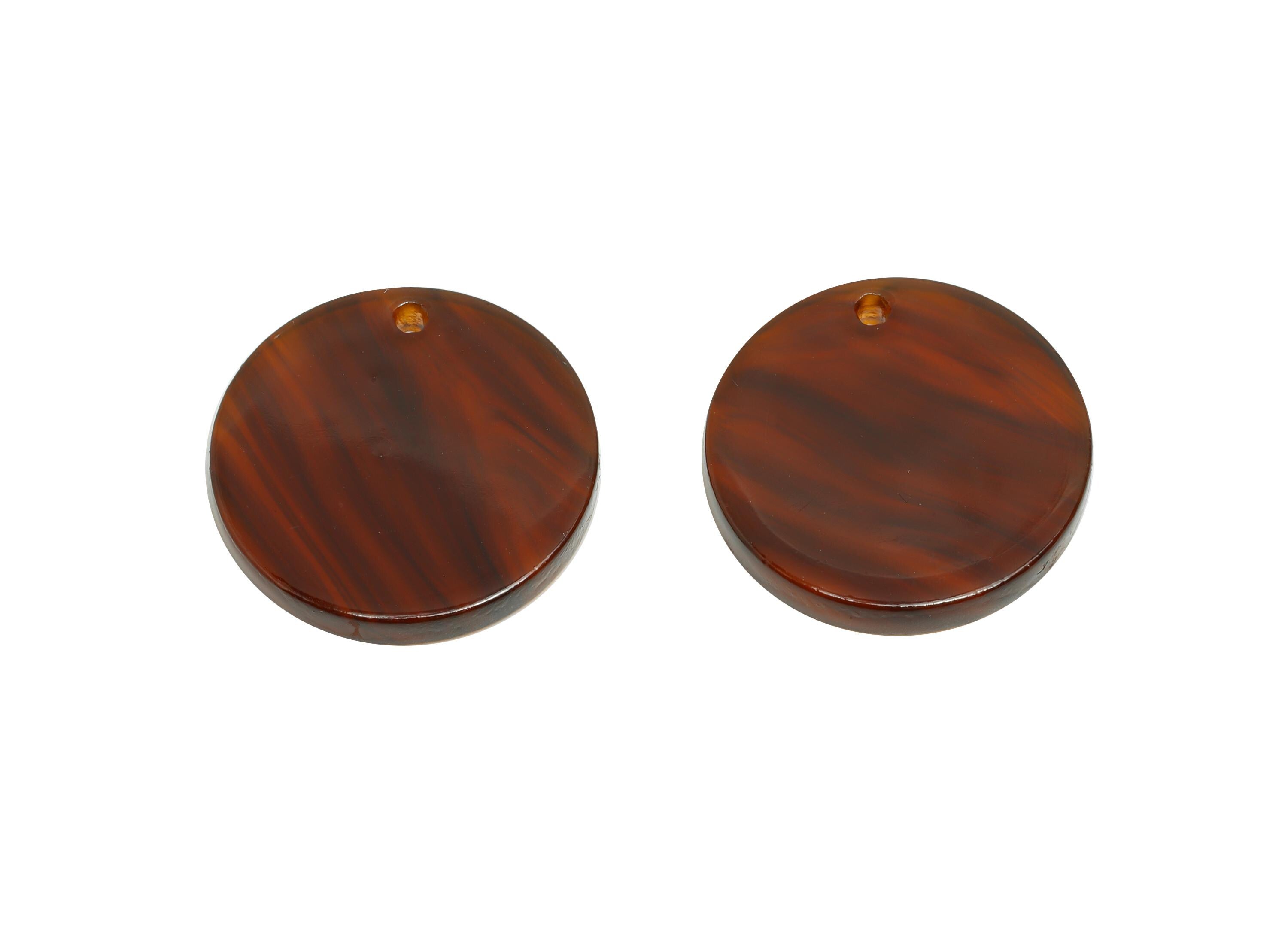 19mm Acetic Round Earring Charm - Brown Marbled Flat Pendant - Handmade Craft Supply - DIY Jewelry Making - 19x19x2.46mm - AC2697-A1085 - DOMEDBAZAAR
