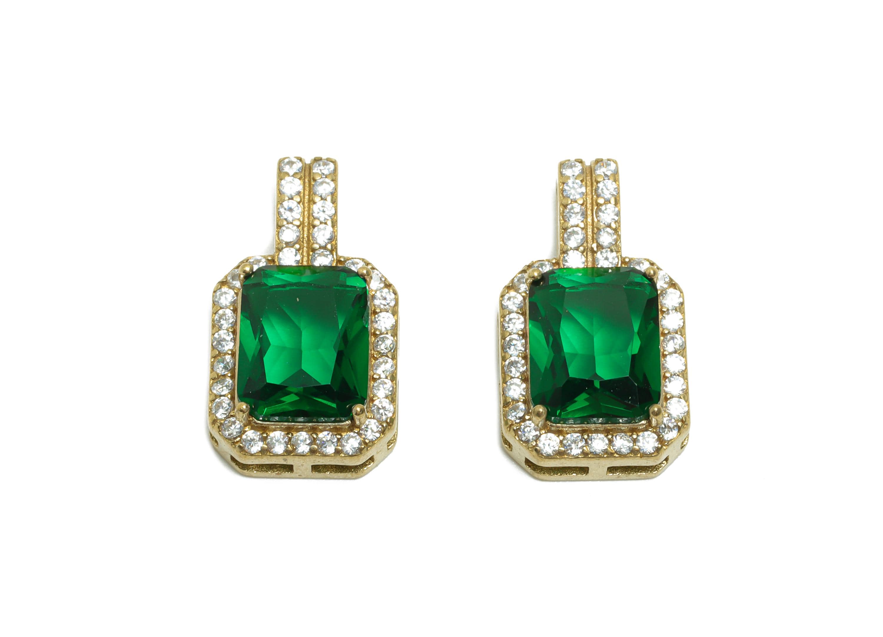 Dainty Geometric Zircon Pendant - Raw Brass Necklace Pendant with Zircon - Elegant Jewelry Finding - DIY Craft Making - 18x10x5.5mm -PP11455 - DOMEDBAZAAR