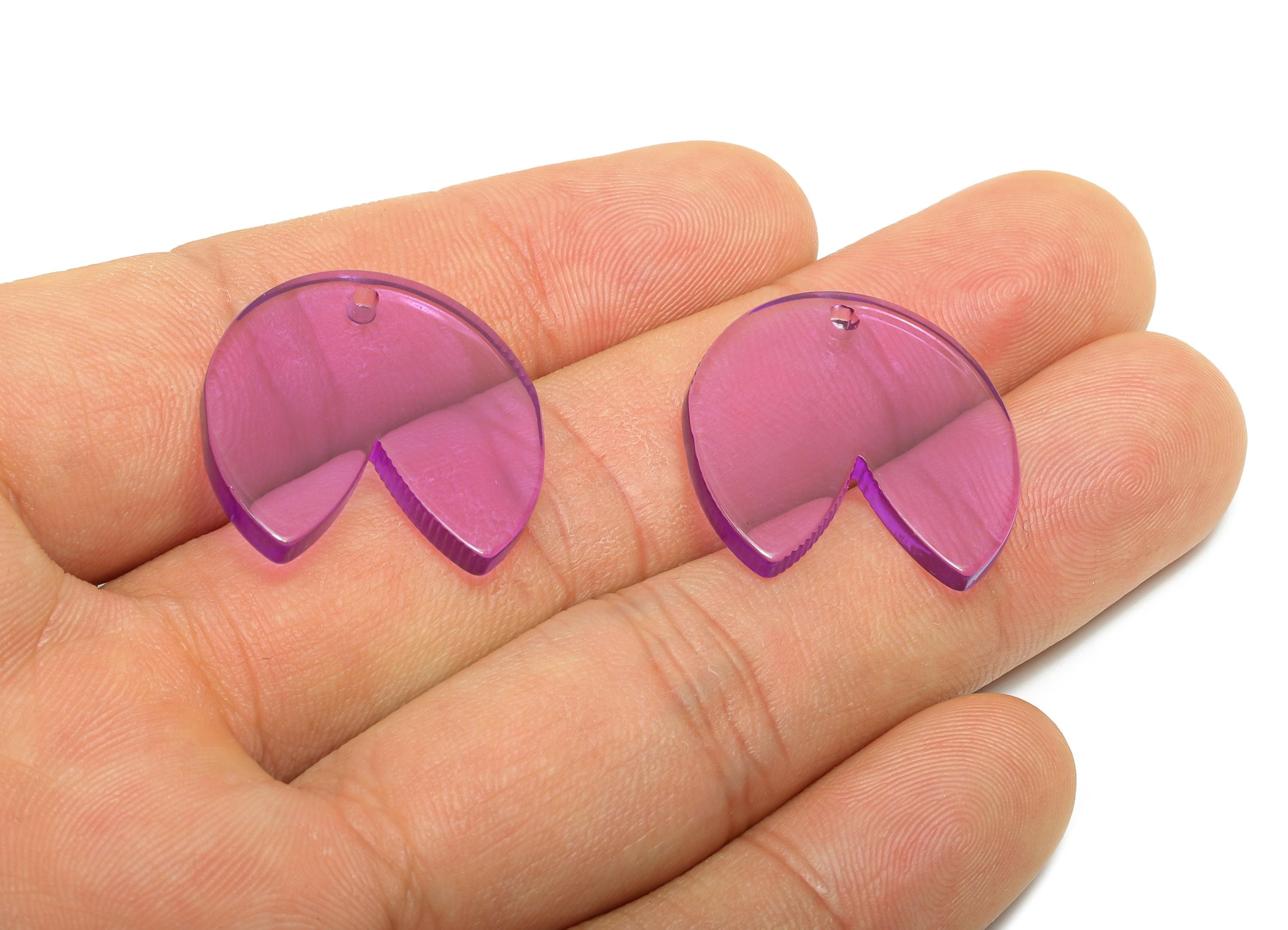 Lily Pad Shape Earring Charm - Modern Transparent Lightweight Acrylic Pendant - Handmade Jewelry Supply - 23.8x23.78x2.99mm - AC2700-A72 - DOMEDBAZAAR