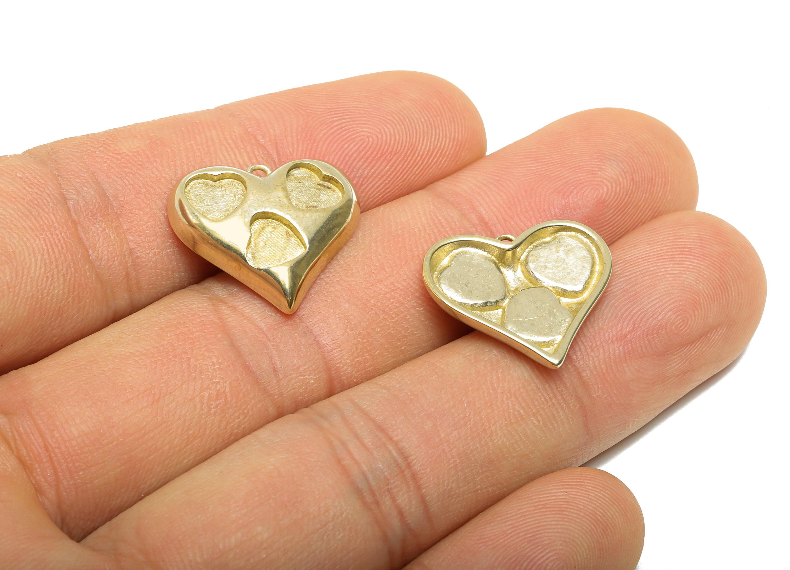 Raw Brass Heart Pendant - Elegant Love Pendant for Necklace - Heart Enamel Setting Pendant - Jewelry Findings - 19.4x17.4x3.7mm - PP11474