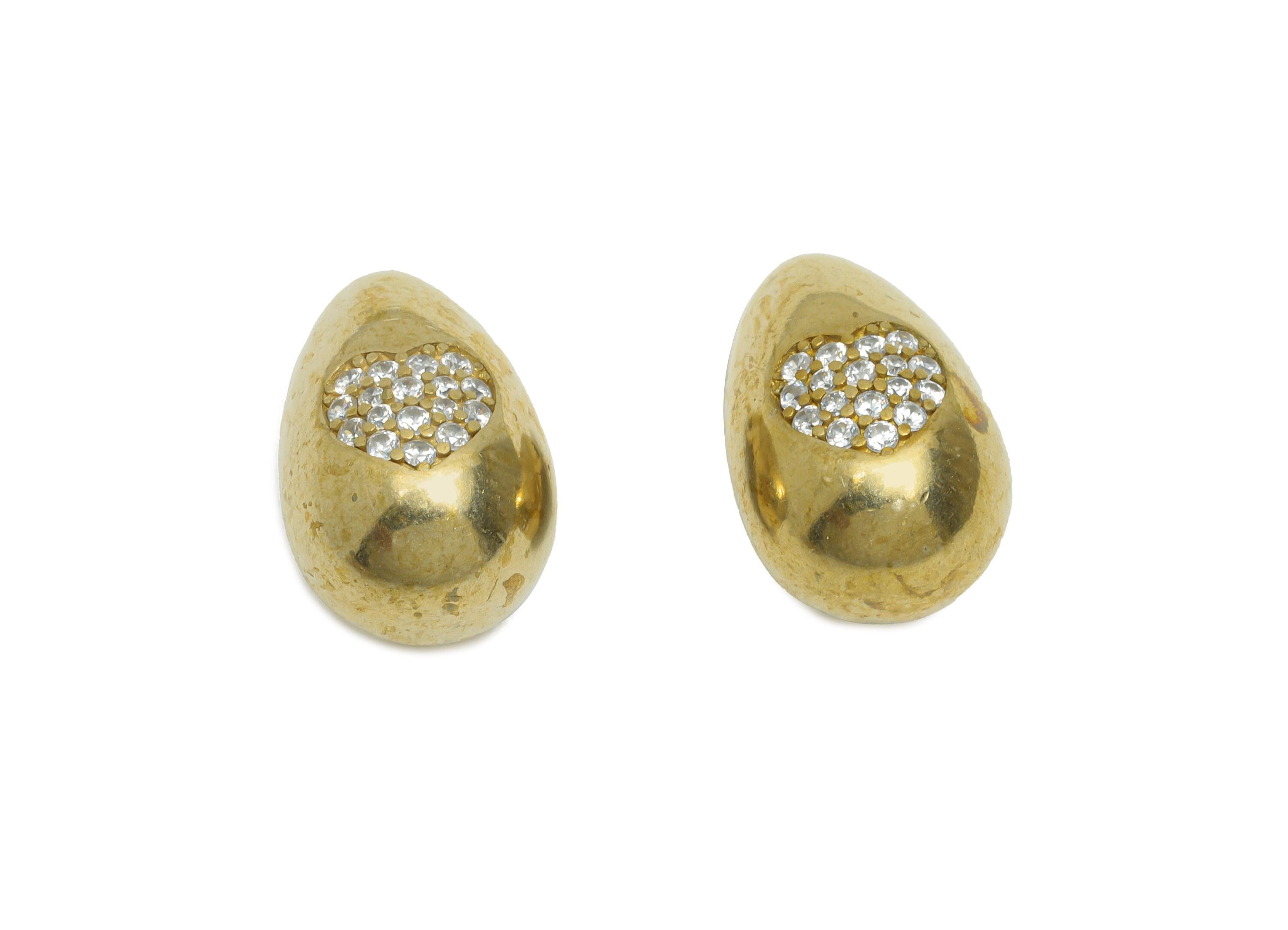 Brass CZ Heart Pendant - Rhinestone Teardrop Charm For Necklace - Cubic Zircon Romantic Jewelry - Modern Jewelry - 15x9x9mm - PP11461 - DOMEDBAZAAR