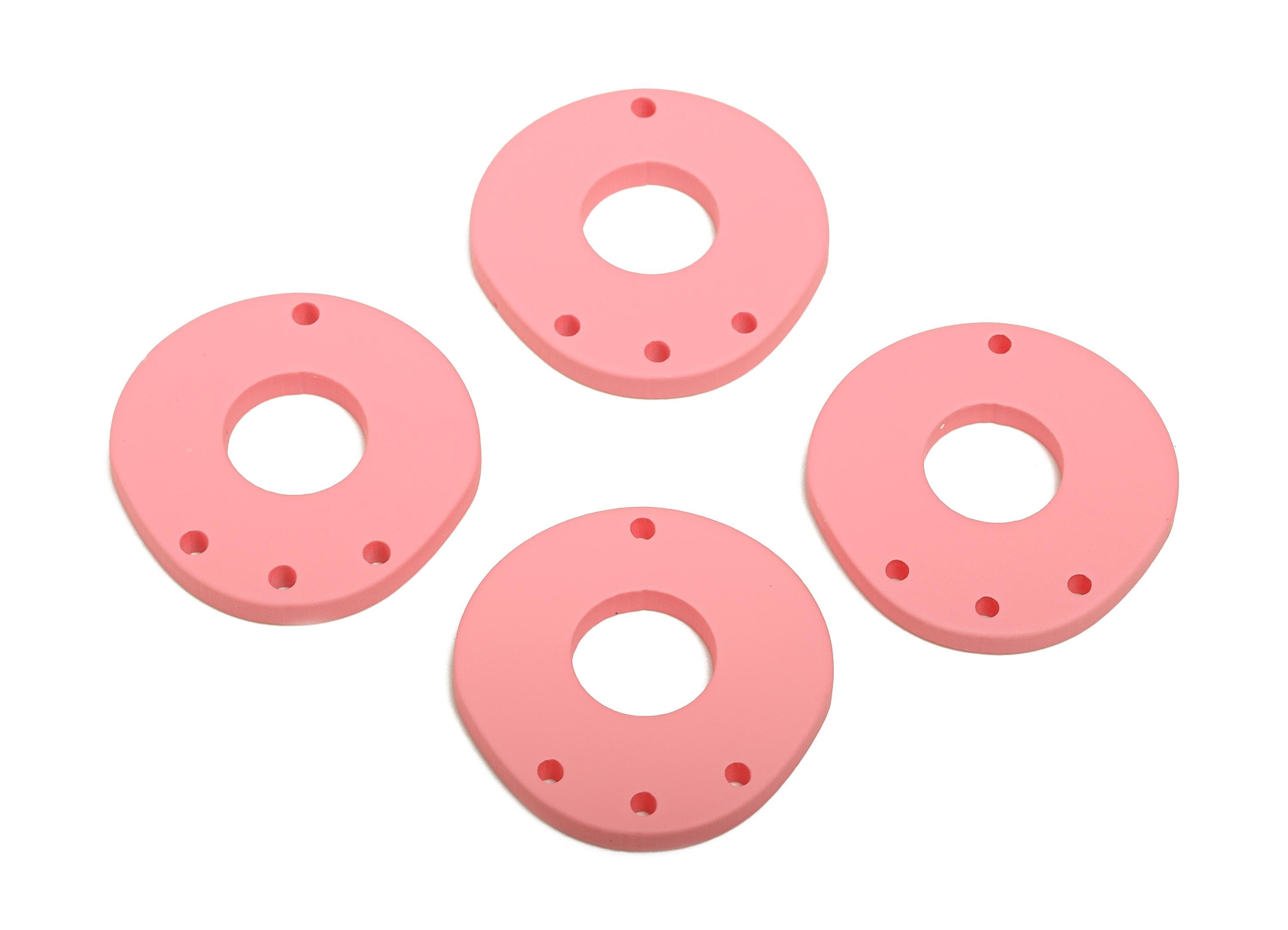 Acrylic Pink Connector - Matte Spacer Charm - Multi-hole Jewelry Finding - Modern Craft Base - Color Code:A1065 - 26x26x2mm-AC3675-A1065 - DOMEDBAZAAR