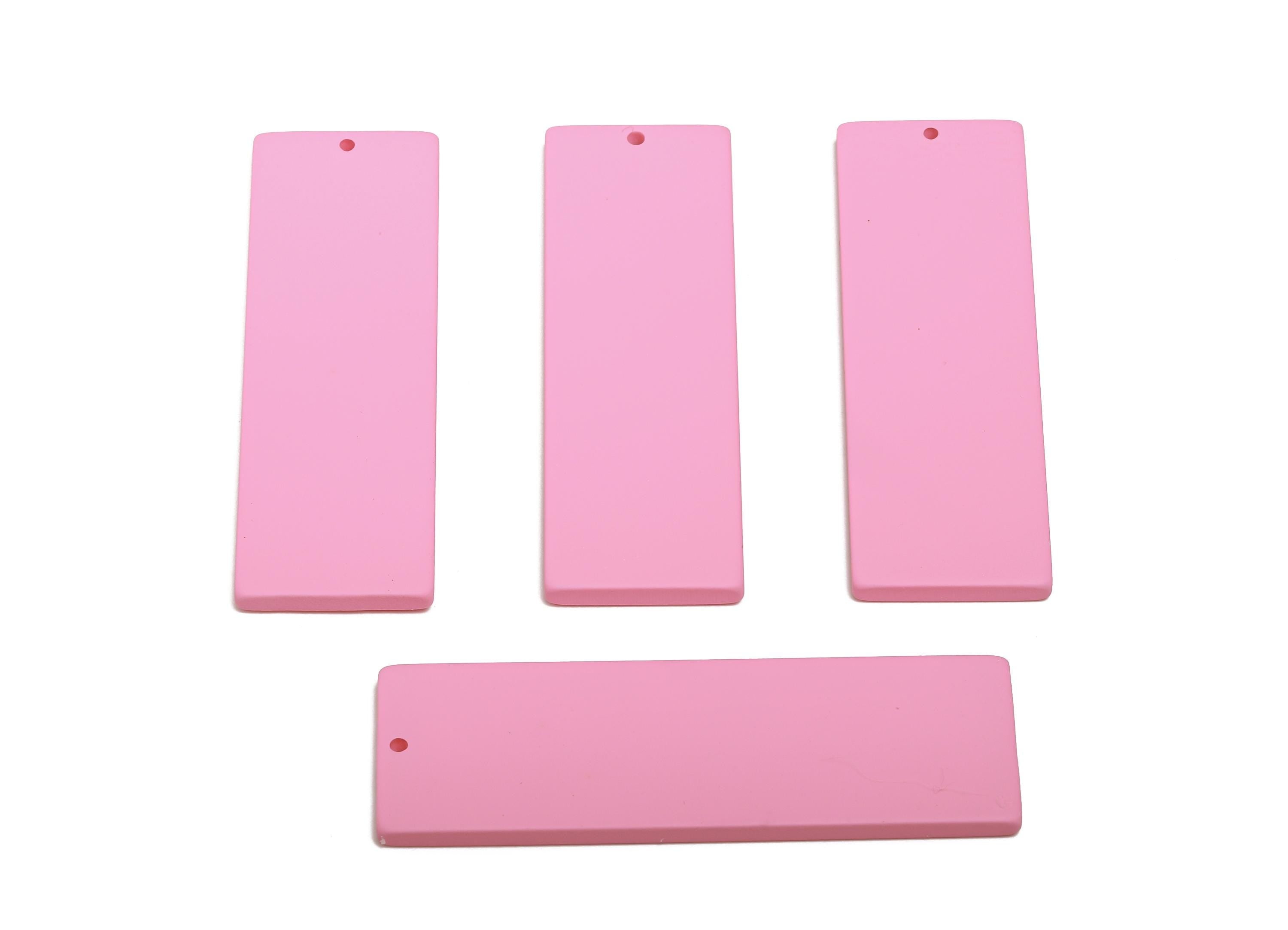 Acrylic Rectangle Earring Charm - Matte Pink Geometric Bar Pendant - Jewelry Supplies - Color Code: A1061 - 61x19.7x2.7mm - AC3665-A1061 - DOMEDBAZAAR