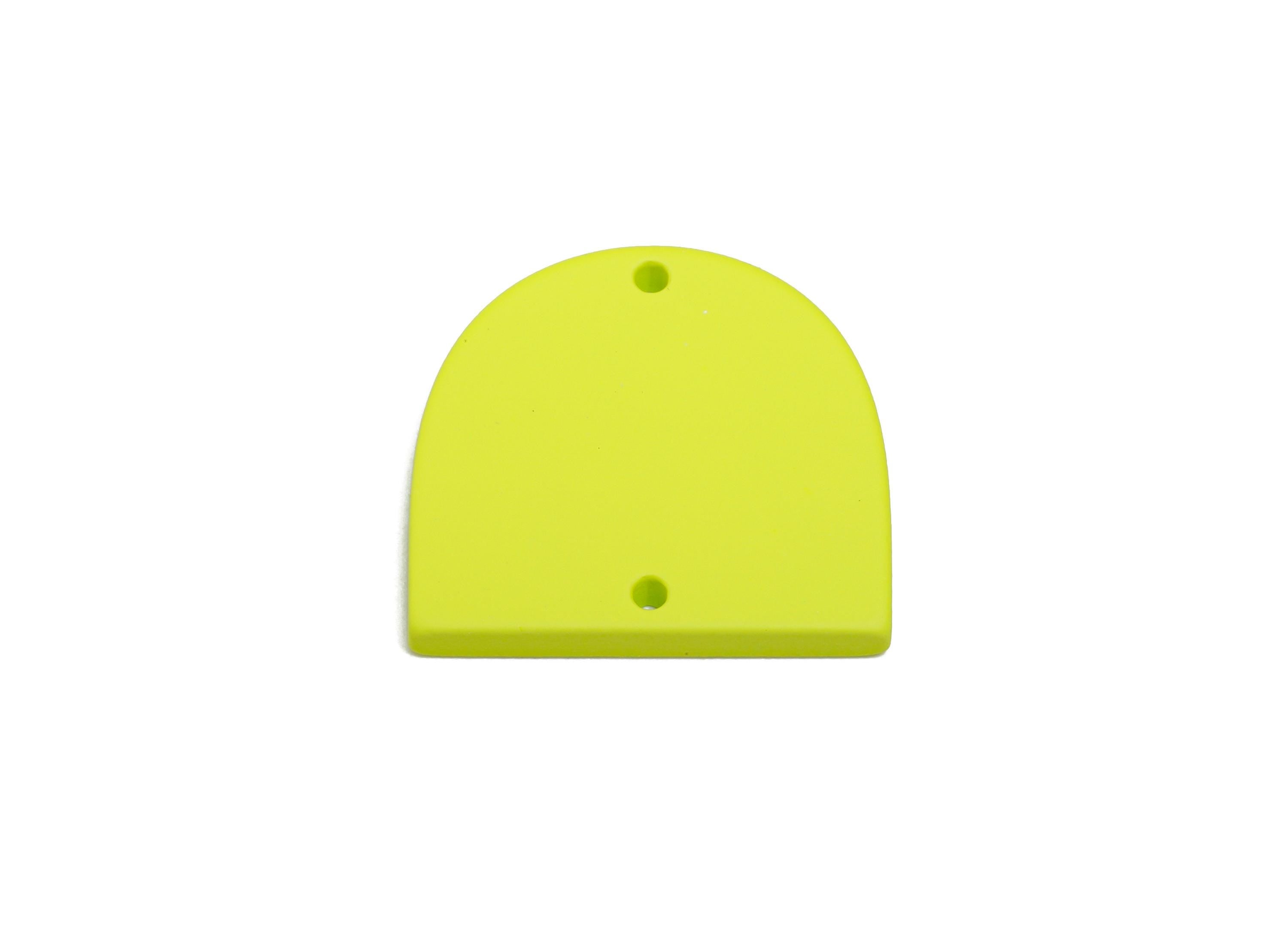 Acrylic Domed Earring Connector - Matte Green D Shape Charm - 2 Holes Geometric Jewelry - Color Code: A1058 - 25x23x3mm - AC3666-A1058 - DOMEDBAZAAR