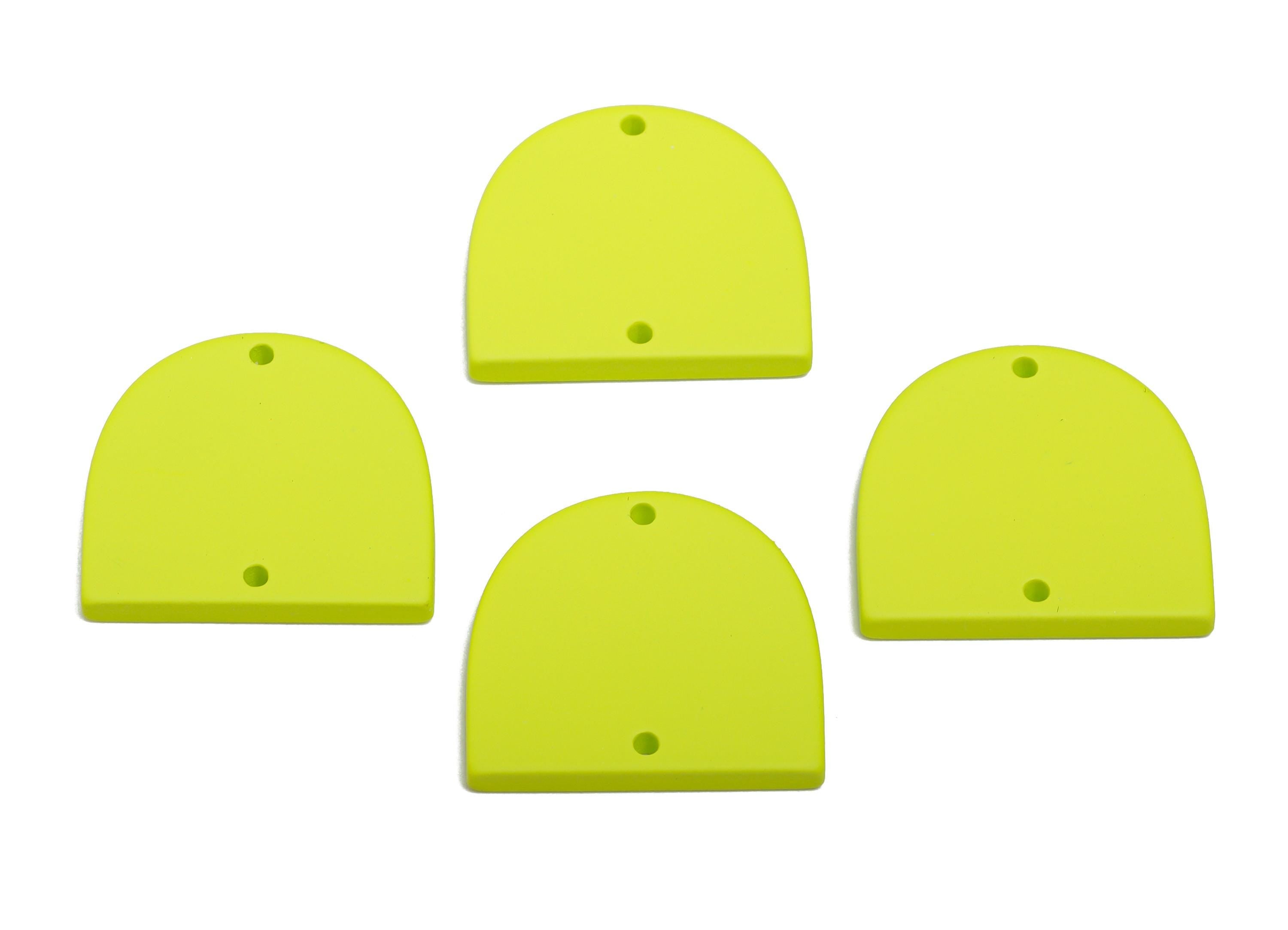 Acrylic Domed Earring Connector - Matte Green D Shape Charm - 2 Holes Geometric Jewelry - Color Code: A1058 - 25x23x3mm - AC3666-A1058 - DOMEDBAZAAR