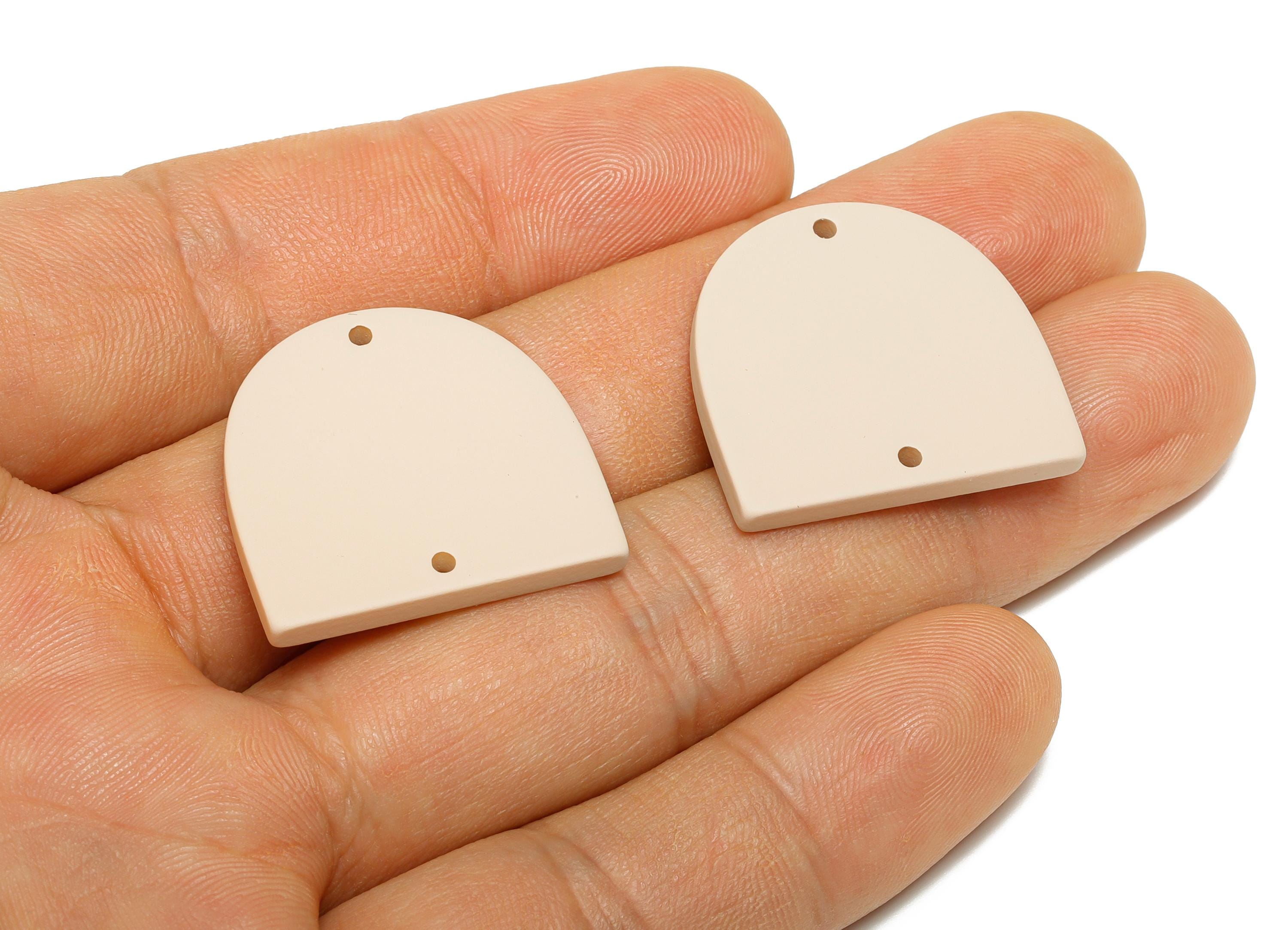 Acrylic Domed Earring Connector - Matte Colorful D Shape Charm - 2 Holes Geometric Jewelry - Color Code: A1062 - 25x23x3mm - AC3666-A1062 - DOMEDBAZAAR