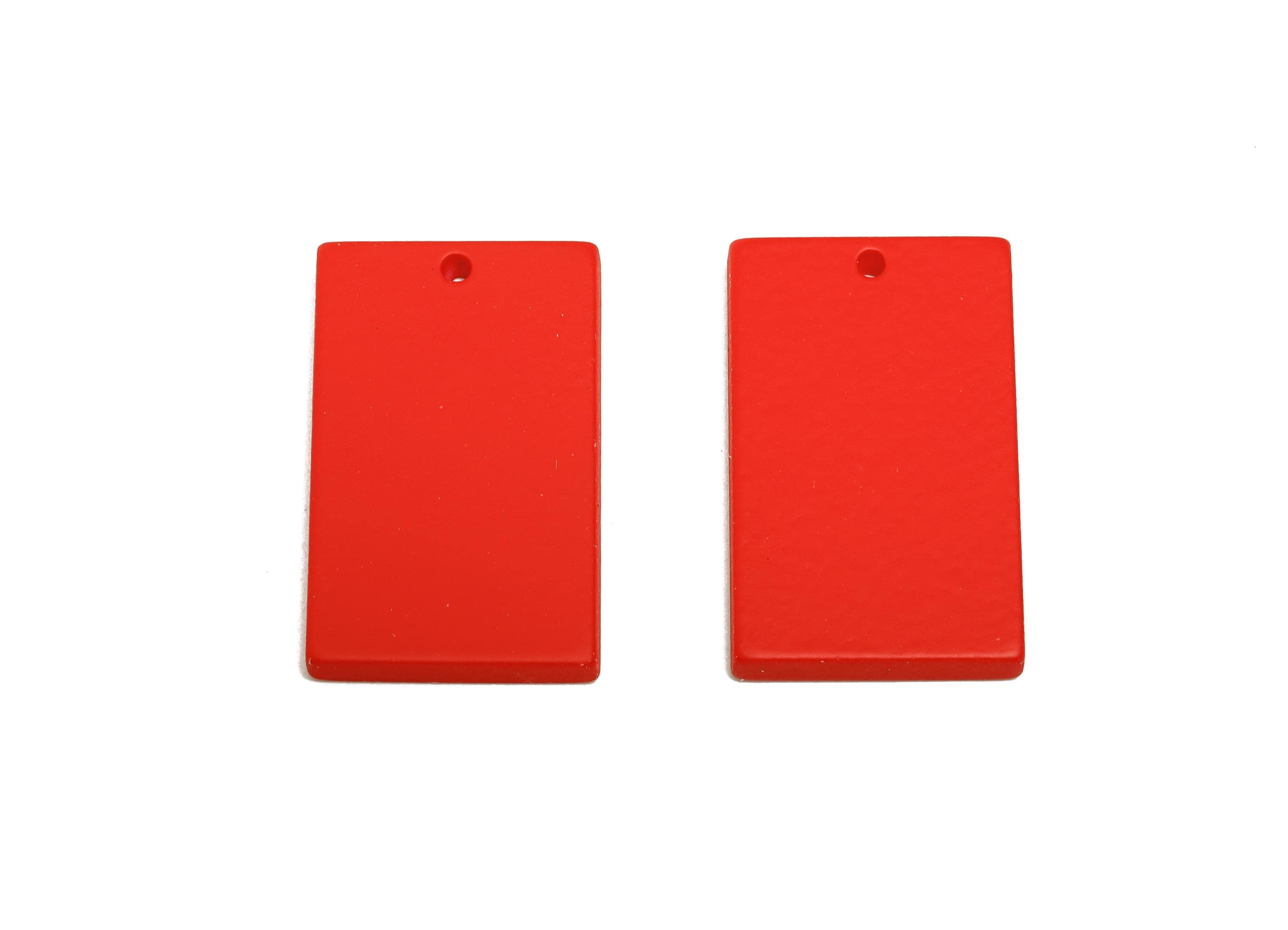Acrylic Rectangle Earring Charm - Matte Red Rectangle Geometric Pendant - Jewelry Making - Color Code: A1054 - 29.7x15.8x3mm - AC3677-A1054 - DOMEDBAZAAR