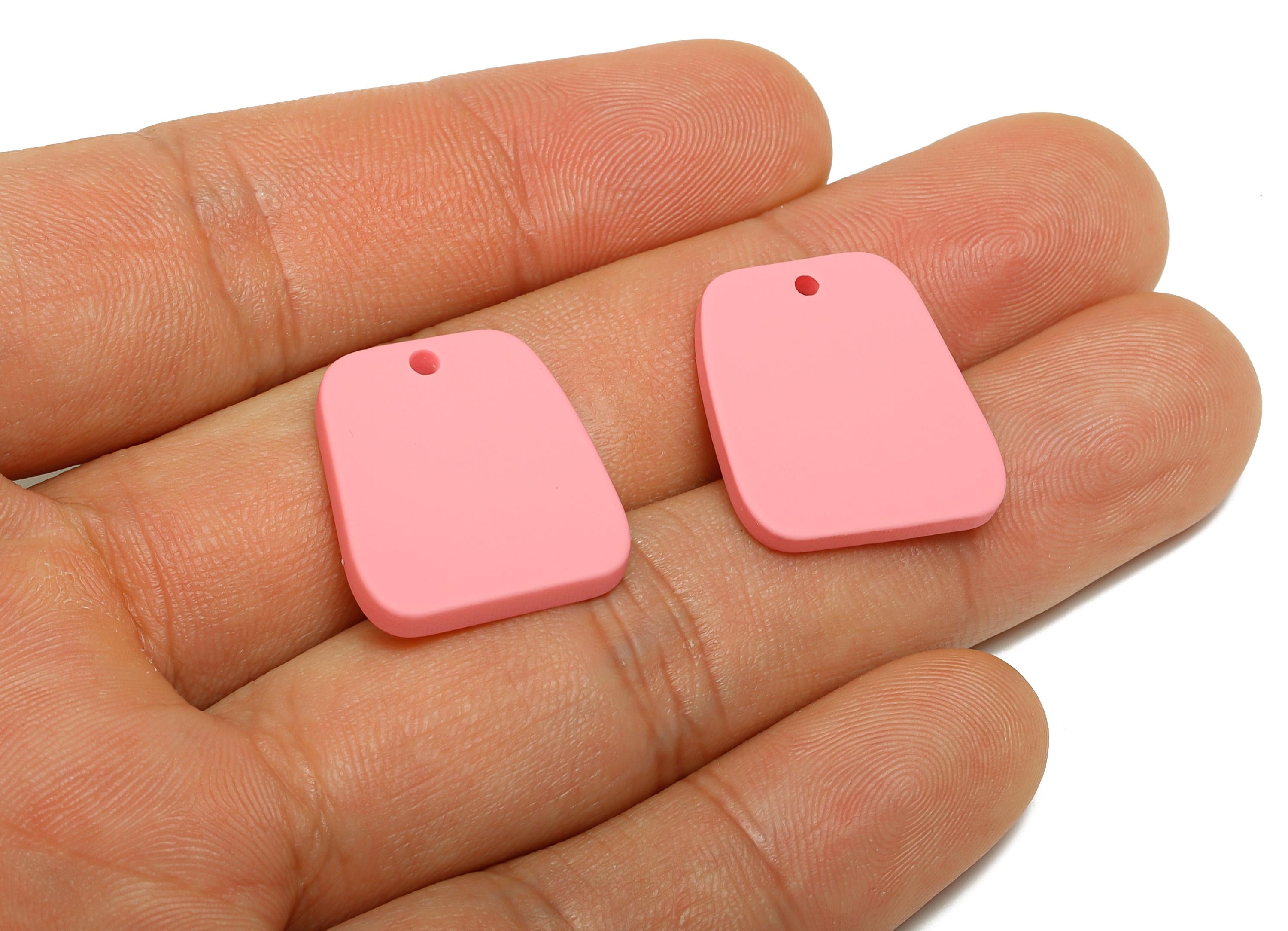 Acrylic Pink Trapezoid Charm - Matte Modern Geometry Charm - DIY Lightweight Flat Craft Piece - Color Code:A1065 - 20x18x2mm-AC3669-A1065 - DOMEDBAZAAR