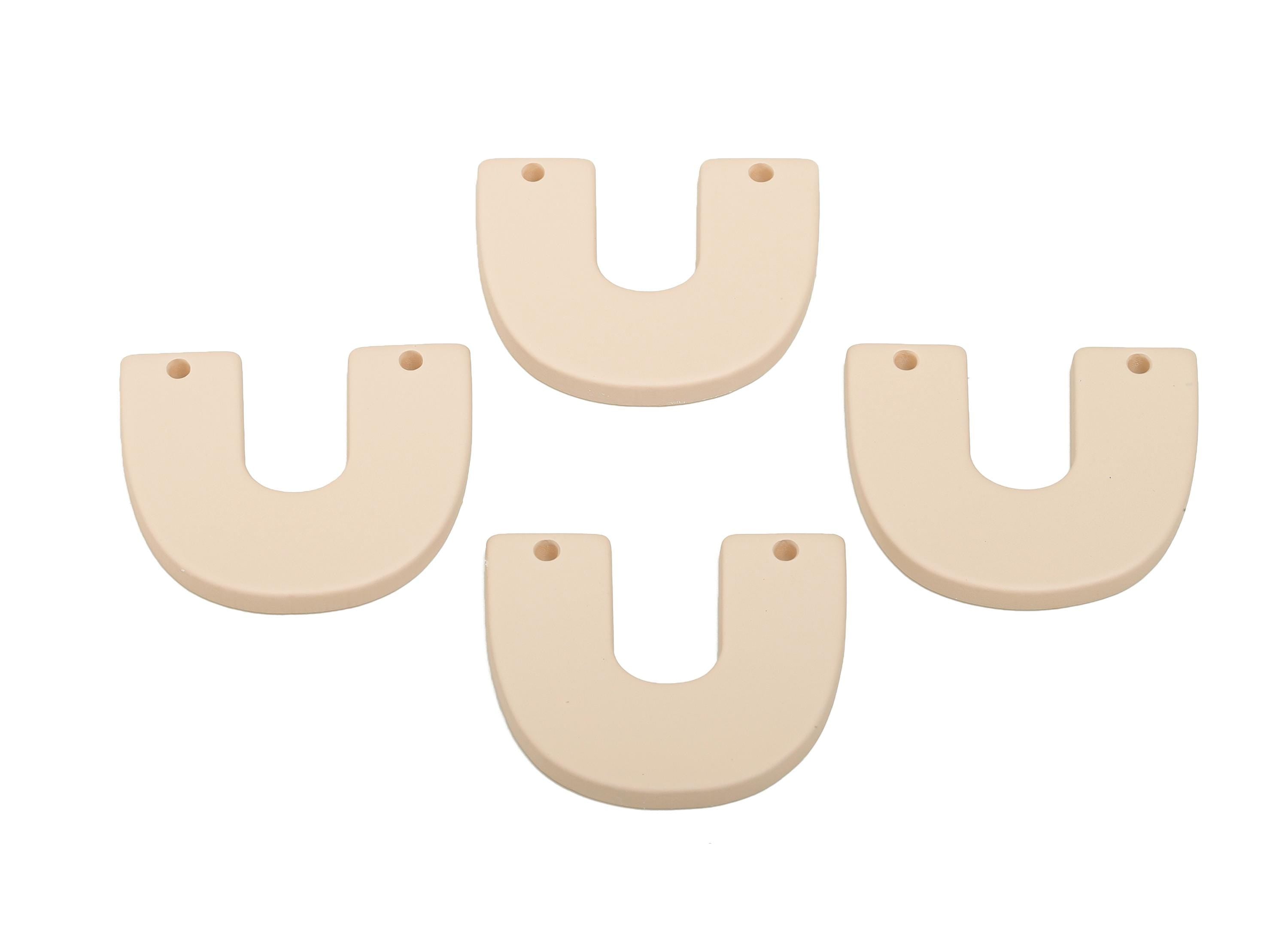 Acrylic U Shape Earring Connector - Matte Horseshoe Charms - 2 Holes Geometric Jewelry DIY - Color Code: A1062 - 30x26x3mm - AC3676-A1062 - DOMEDBAZAAR