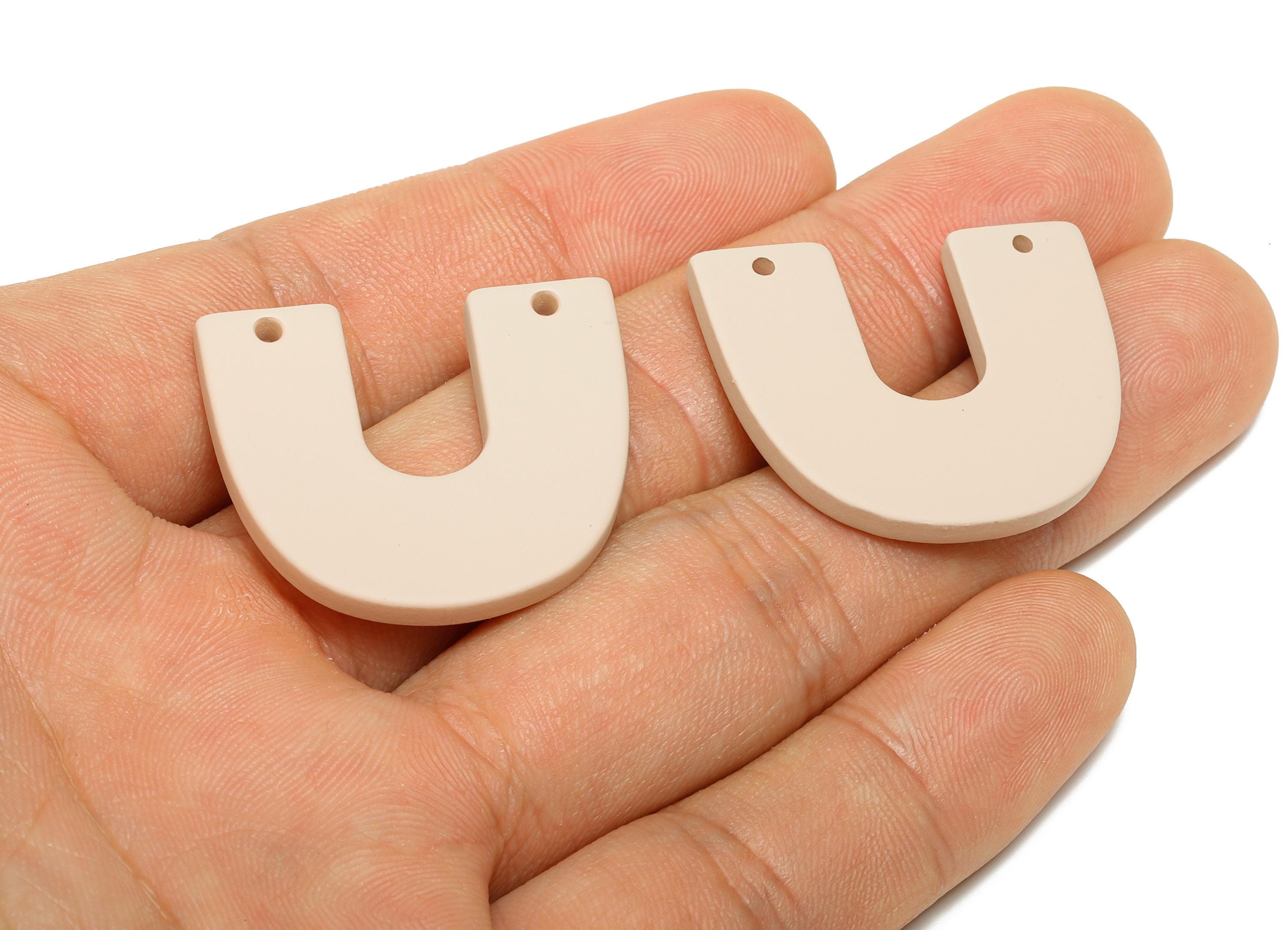 Acrylic U Shape Earring Connector - Matte Horseshoe Charms - 2 Holes Geometric Jewelry DIY - Color Code: A1062 - 30x26x3mm - AC3676-A1062 - DOMEDBAZAAR