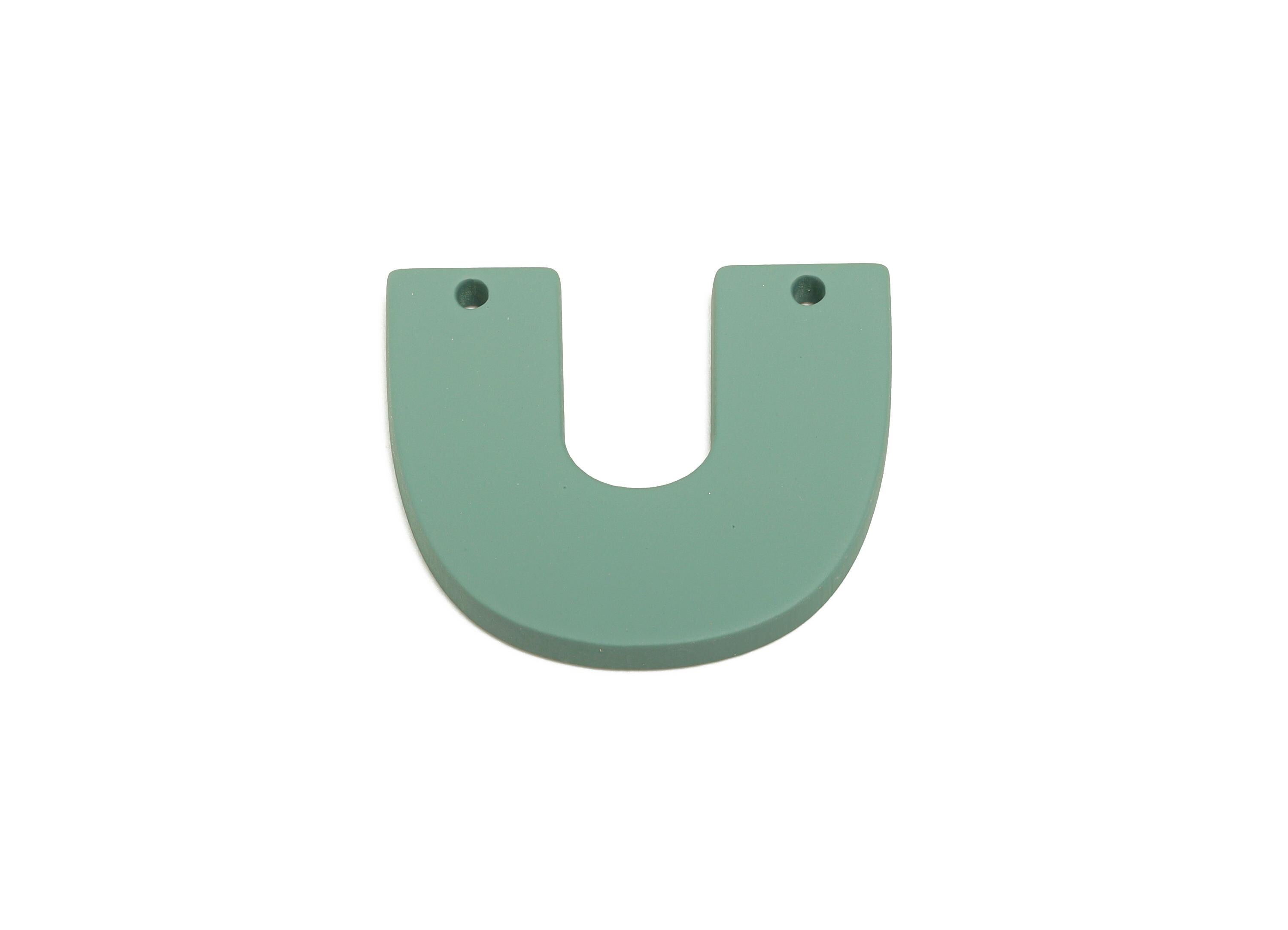 Acrylic U Shape Earring Connector - Matte Horseshoe Charms - 2 Holes Geometric Jewelry DIY - Color Code: A1063 - 30x26x3mm - AC3676-A1063 - DOMEDBAZAAR