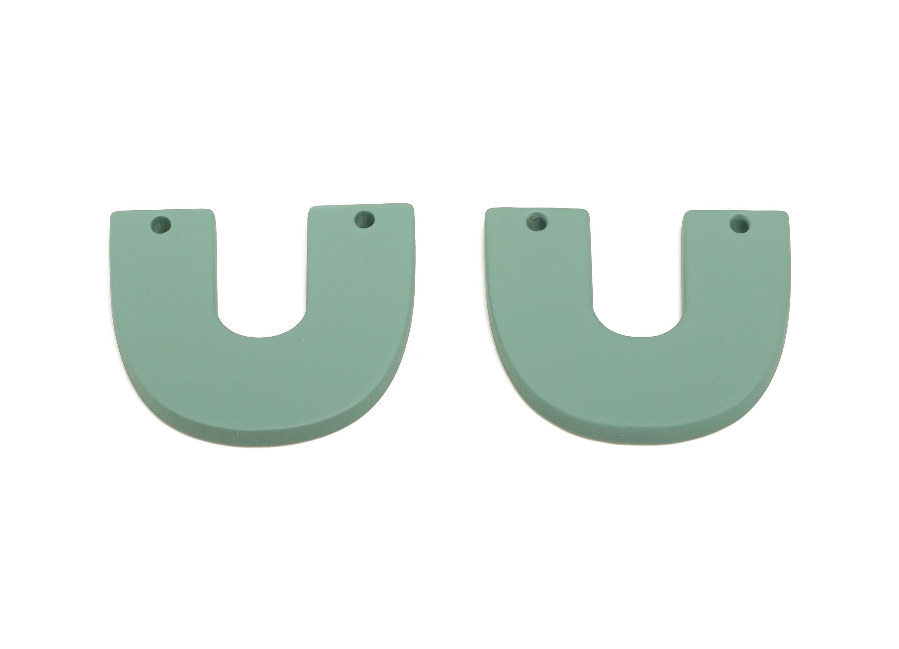 Acrylic U Shape Earring Connector - Matte Horseshoe Charms - 2 Holes Geometric Jewelry DIY - Color Code: A1063 - 30x26x3mm - AC3676-A1063 - DOMEDBAZAAR