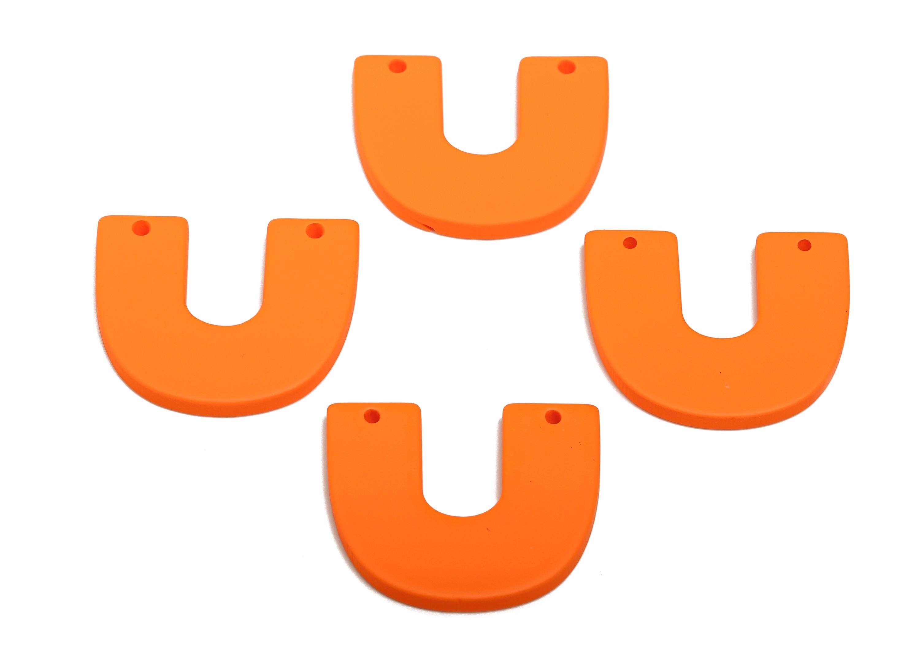 Acrylic U Shape Earring Connector - Matte Orange Horseshoe Charms - 2 Holes Geometric Jewelry - Color Code: A1056 - 30x26x3mm - AC3676-A1056 - DOMEDBAZAAR
