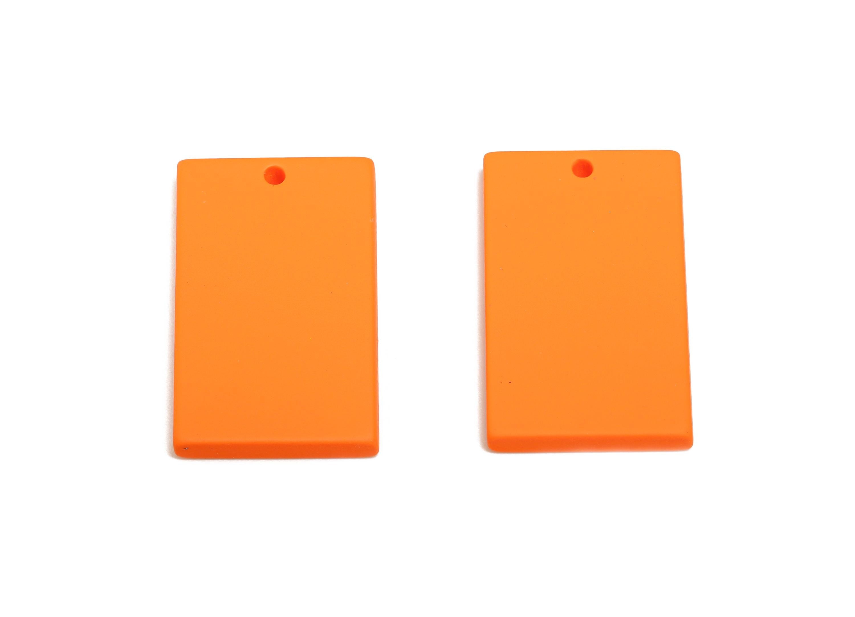 Acrylic Rectangle Earring Charm - Matte Orange Rectangle Geometric Pendant - Jewelry Making - Color Code:A1056 - 29.7x15.8x3mm -AC3677-A1056 - DOMEDBAZAAR