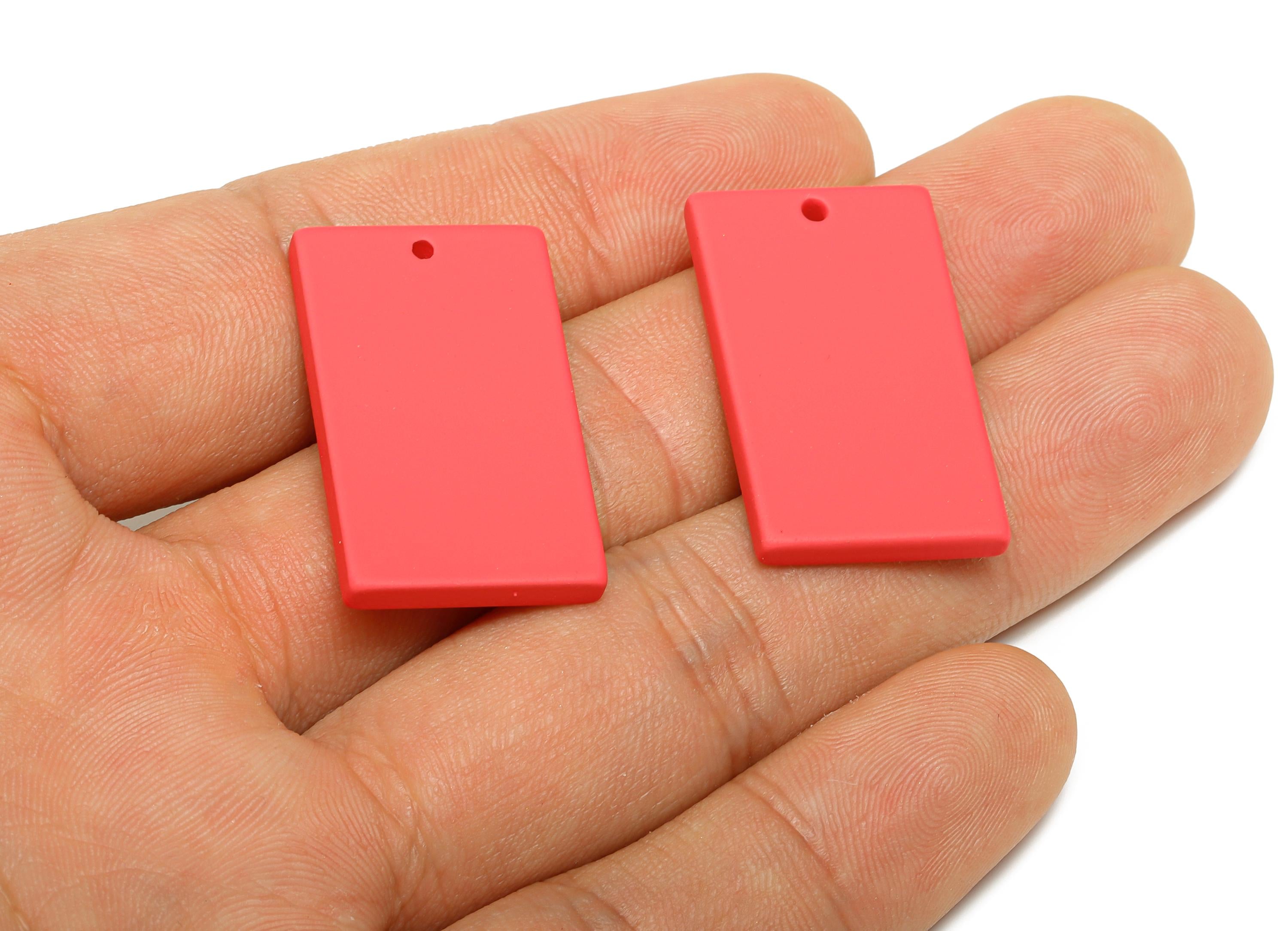 Acrylic Rectangle Earring Charm - Matte Red Rectangle Geometric Pendant - Jewelry Making - Color Code: A1055 - 29.7x15.8x3mm - AC3677-A1055 - DOMEDBAZAAR