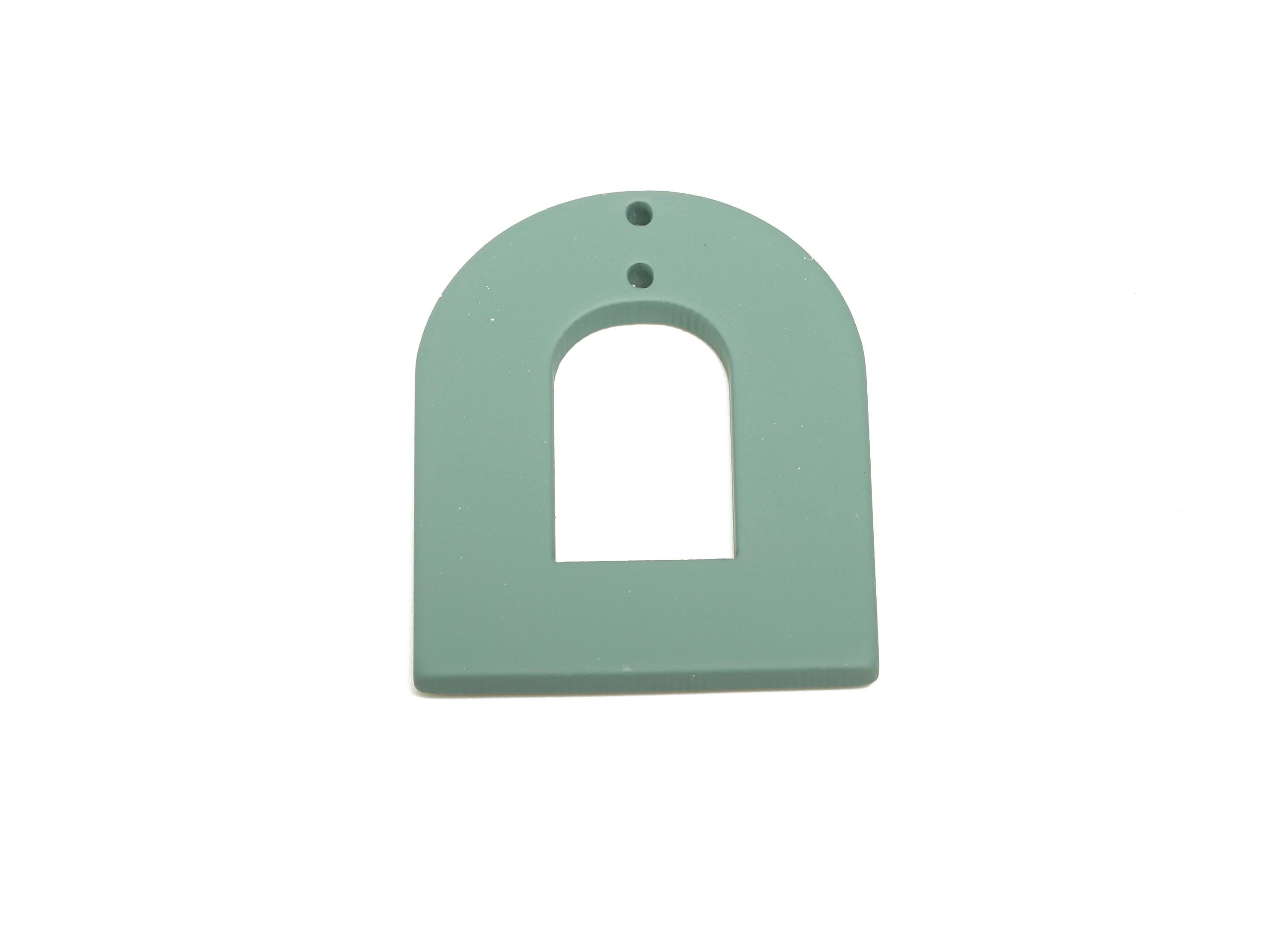 Acrylic Matte Archway Connector - Olive Green Modern Geometric Jewelry - Abstract Arch Drop Charm - Color Code:A1063 -38x31x3mm-AC3673-A1063 - DOMEDBAZAAR