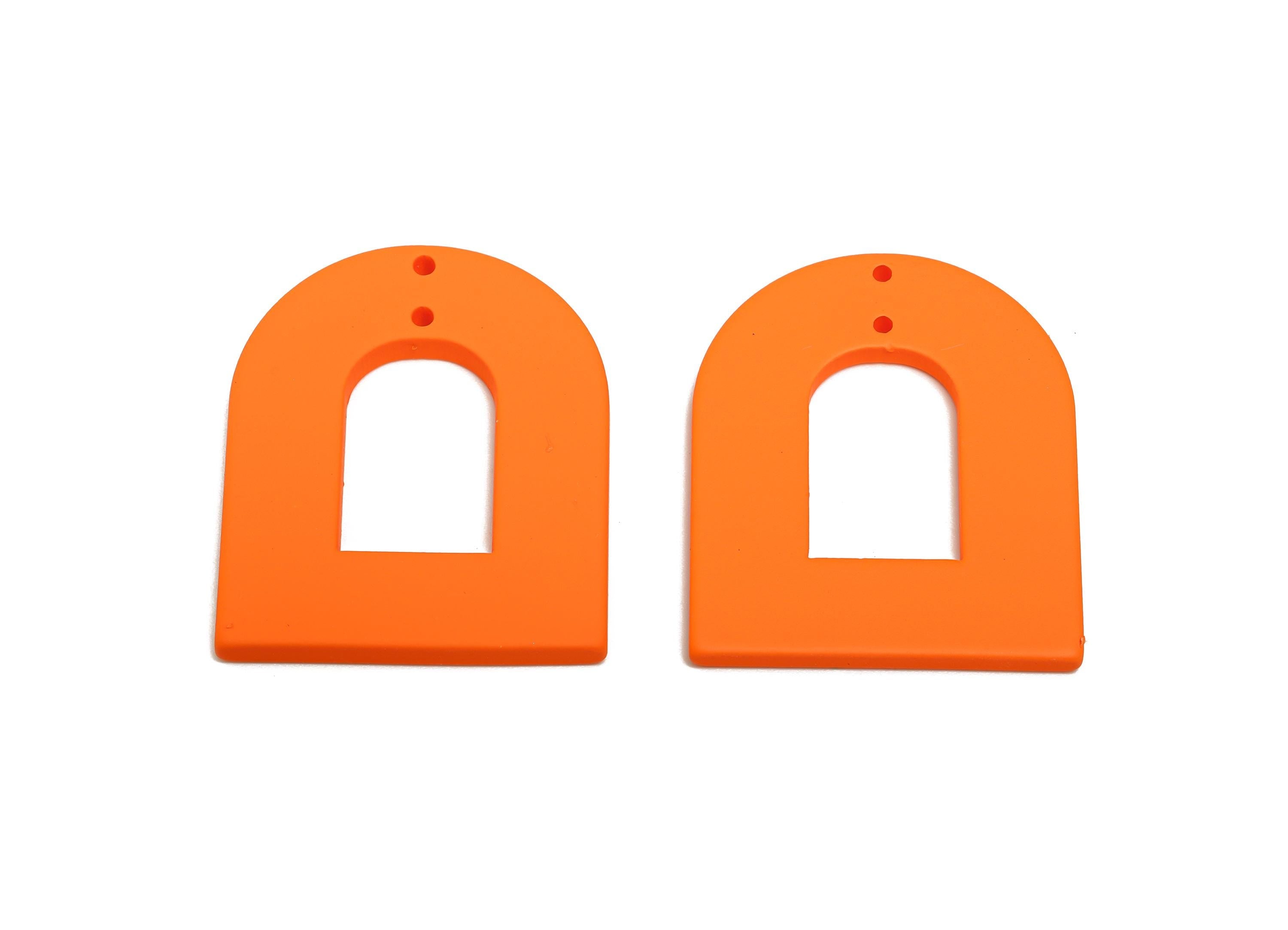 Acrylic Matte Archway Connector - Orange Geometric Jewelry Component - Abstract Arch Drop Charm - Color Code:A1056 - 38x31x3mm-AC3673-A1056 - DOMEDBAZAAR