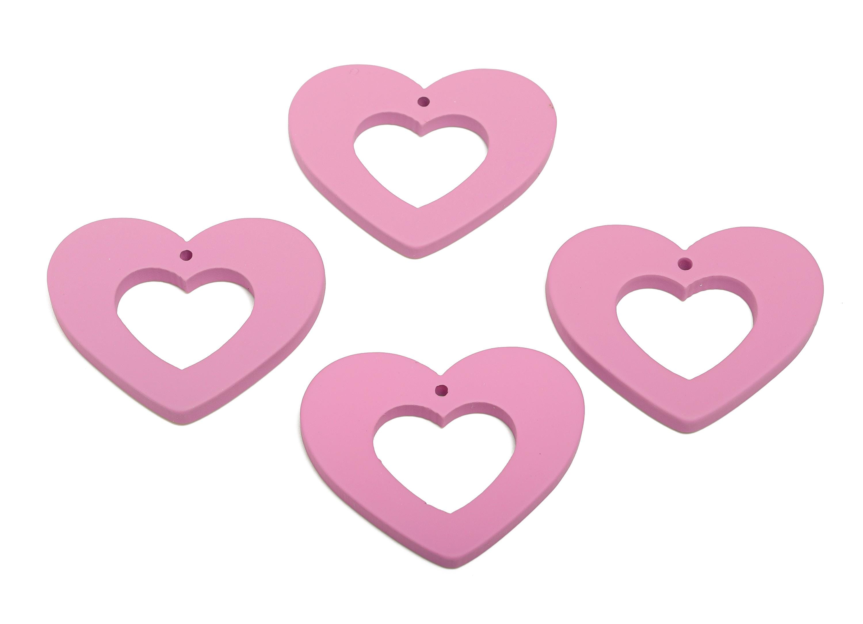 Acrylic Heart Earring Charm - Matte Purple Heart Charm - Lightweight Flat Heart Cut-out Charm - Color Code: A1060 - 34x29x3mm - AC3667-A1060 - DOMEDBAZAAR