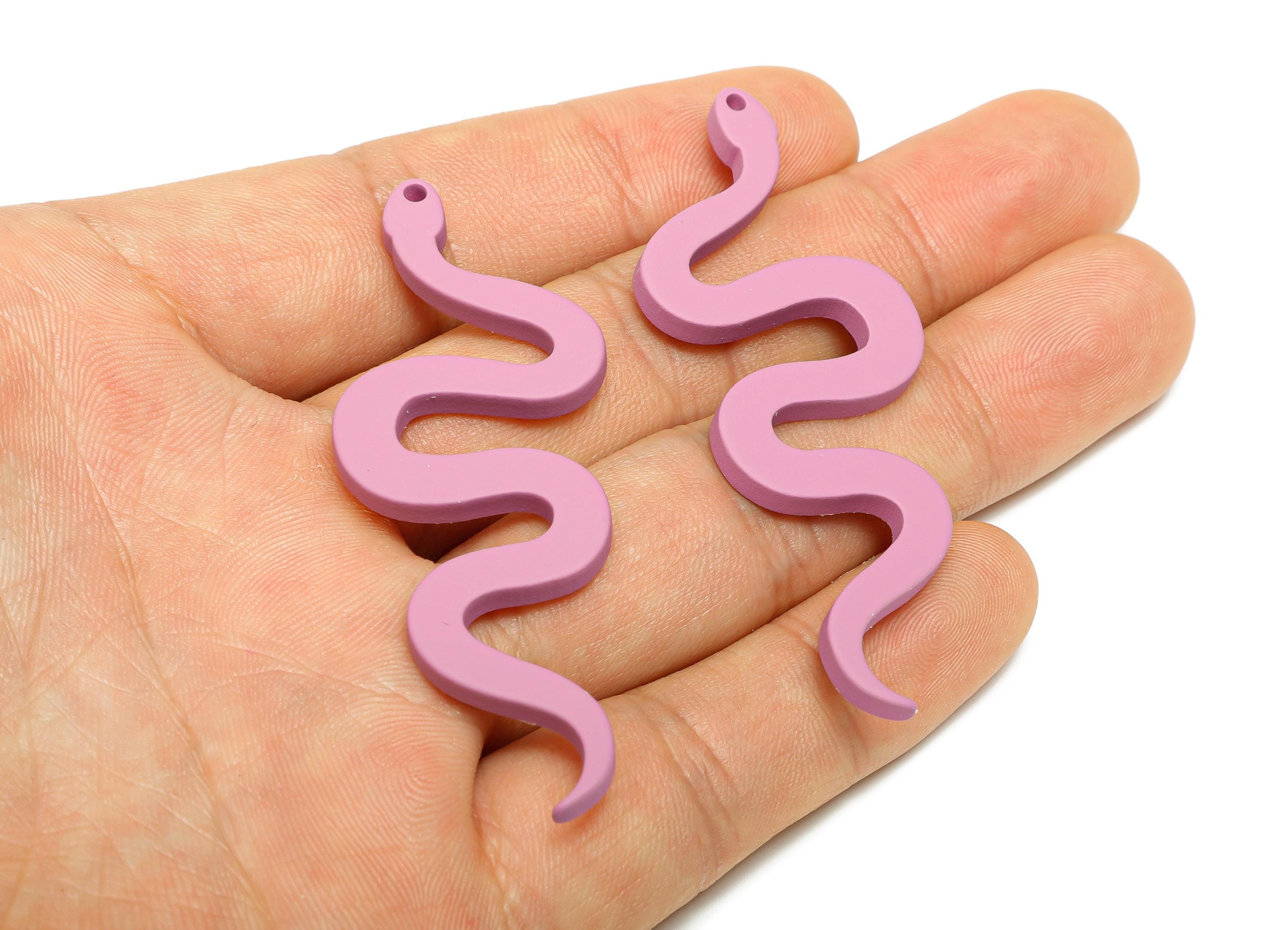 Acrylic Purple Snake Pendant - Matte Snake Earring Charm - Lightweight Flat Serpent Pendant - Color Code: A1060 - 63x24x3mm - AC3674-A1060 - DOMEDBAZAAR