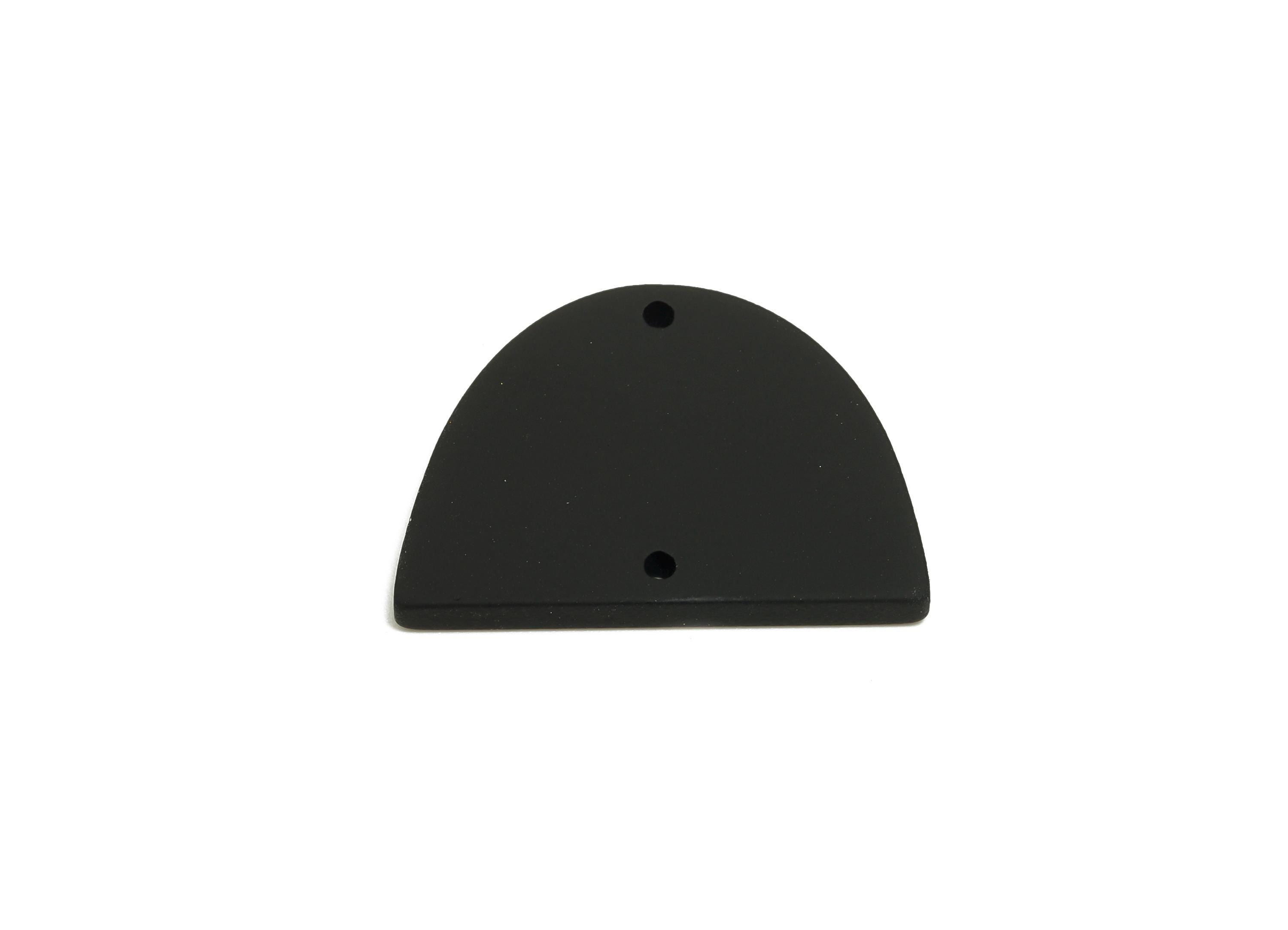 Acrylic Domed Earring Connector - Matte Black Half Round Charms - 2 Holes Geometric Jewelry - Color Code: A1052 - 27.7x19x3mm - AC3660-A1052 - DOMEDBAZAAR